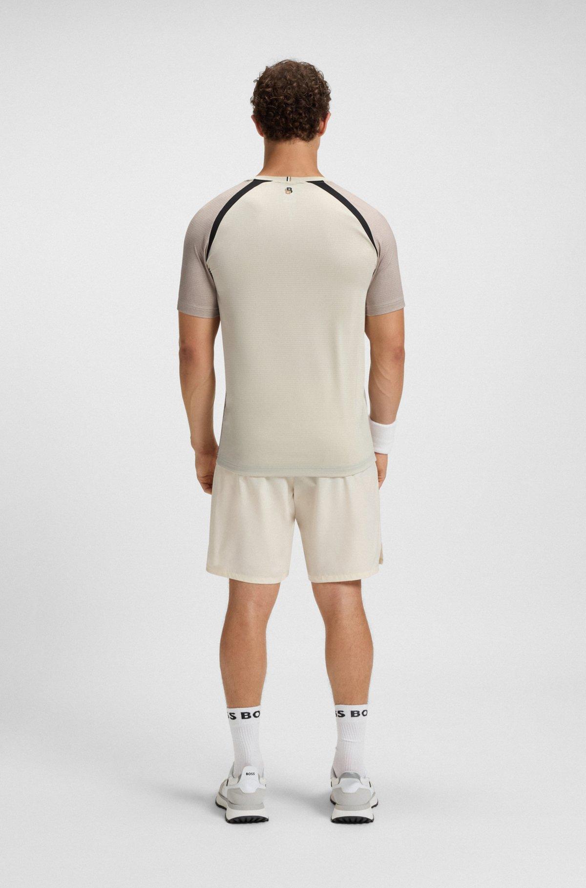 Mesh-jersey slim-fit T-shirt with colour-blocking Product Image