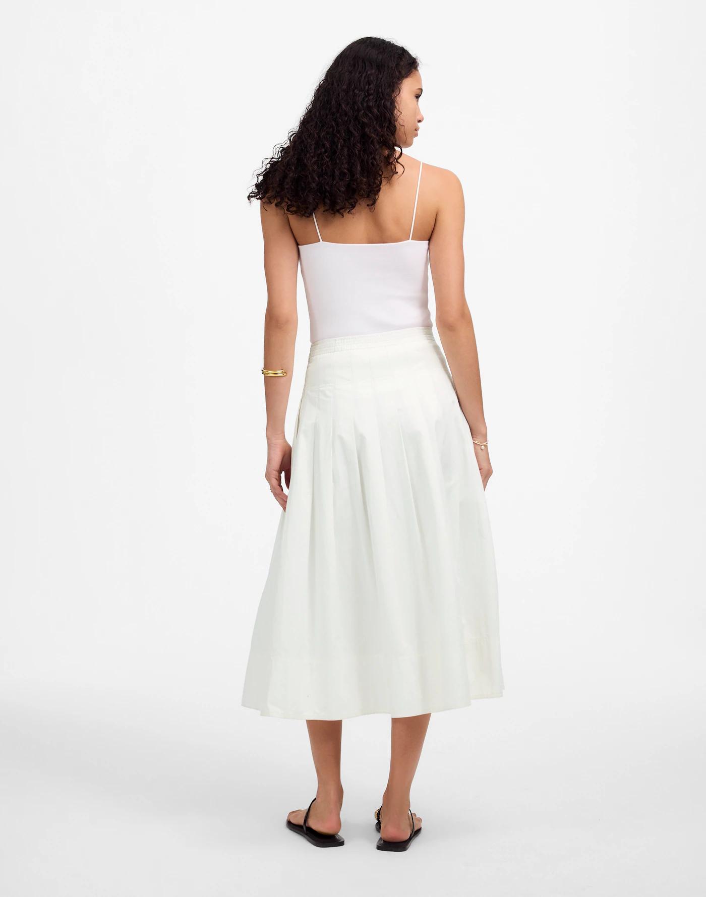 Pleated Midi Skirt in Cotton Poplin Product Image