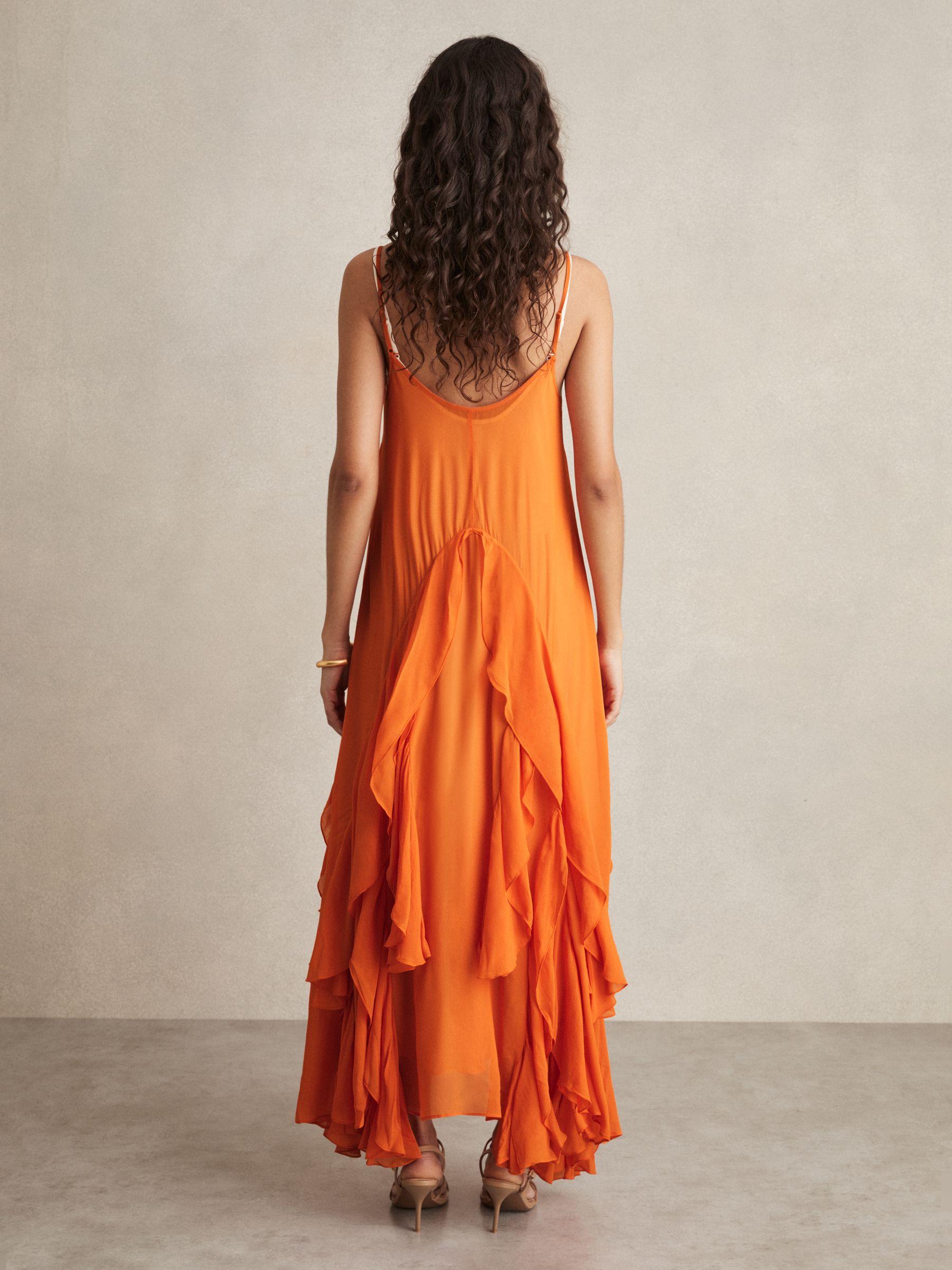 Ruffle Detail Maxi Dress in Orange Product Image