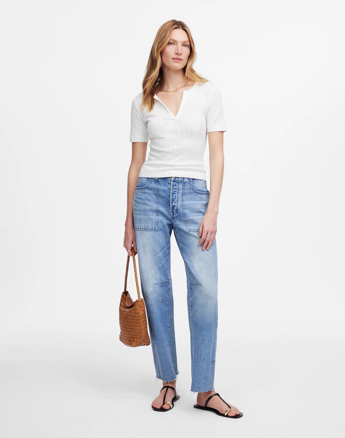 Pointelle Notch Neck Tee Product Image