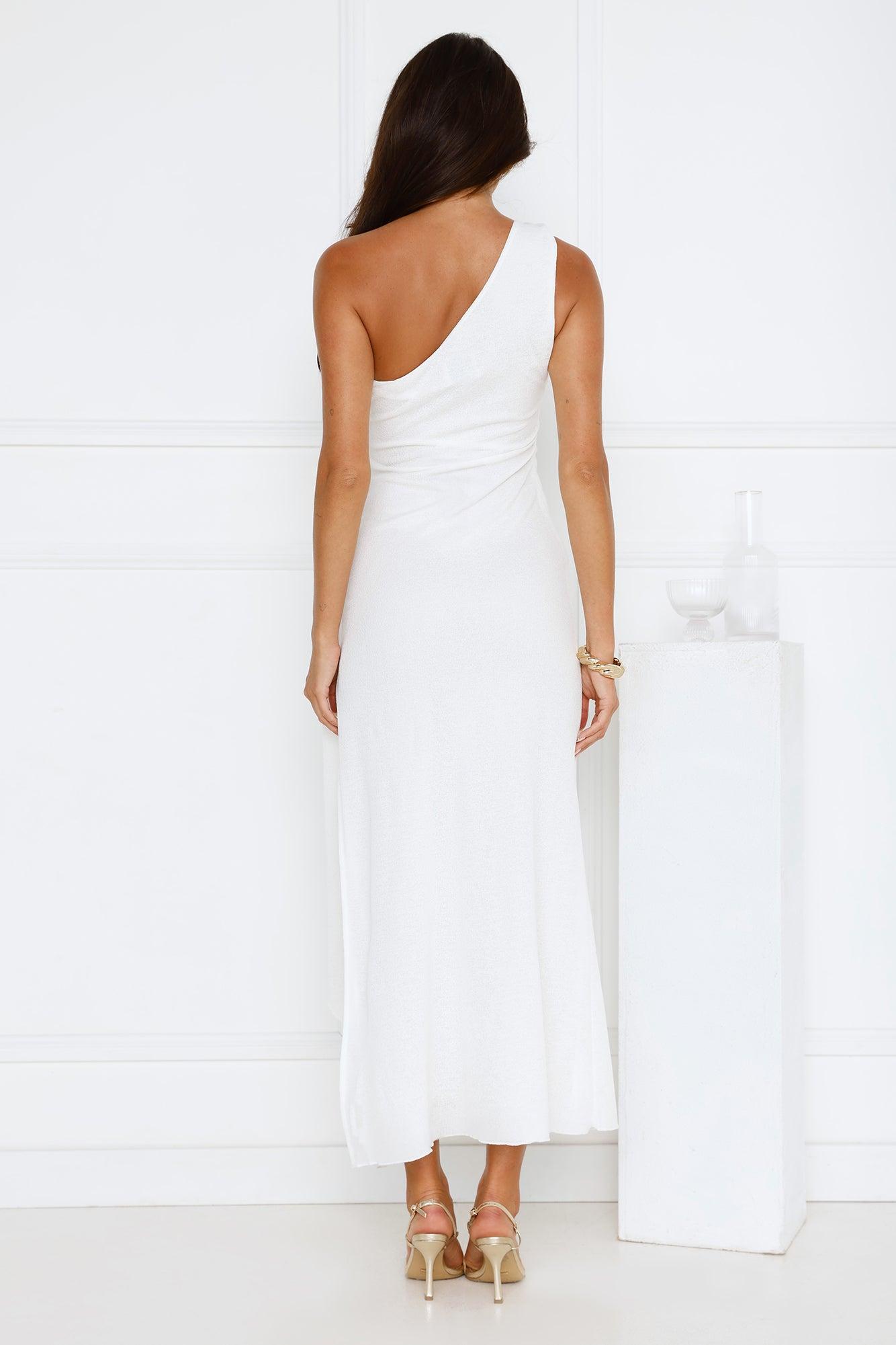 Tidal Dream One Shoulder Maxi Dress White Product Image