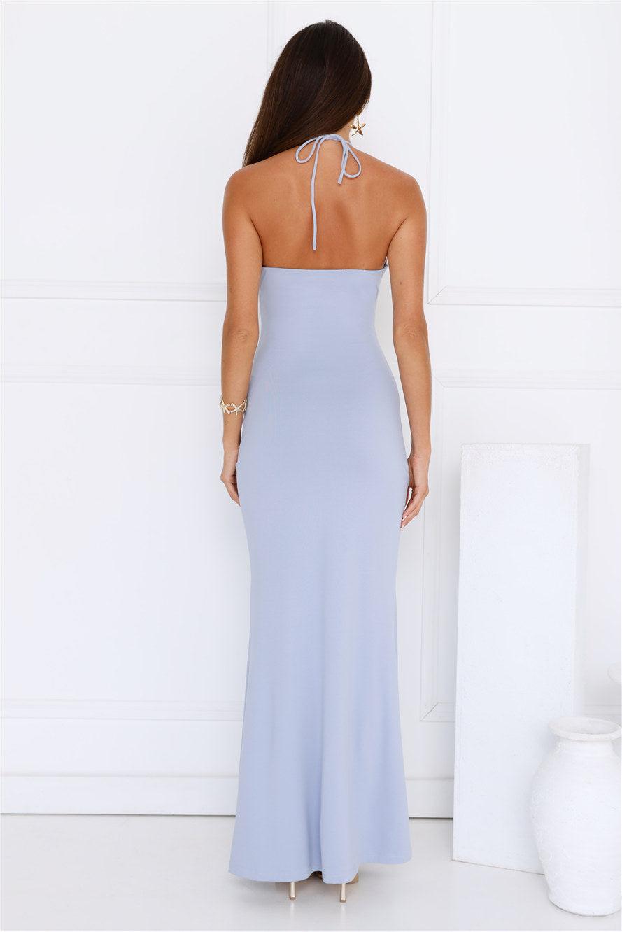 Starry Splash Halter Maxi Dress Slate Product Image