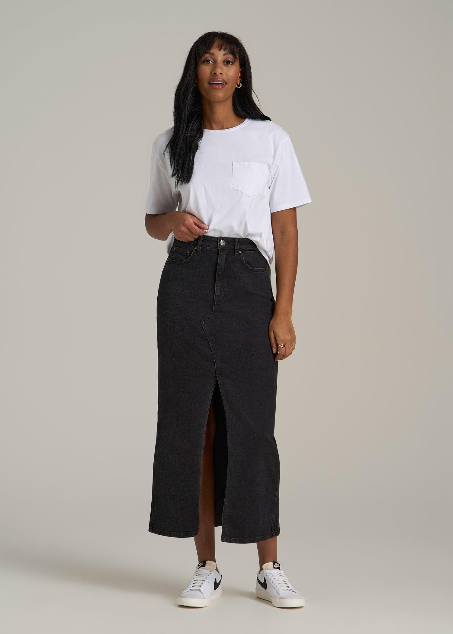 Denim Maxi Skirt for Tall Women in Onyx Black Wash Female Product Image