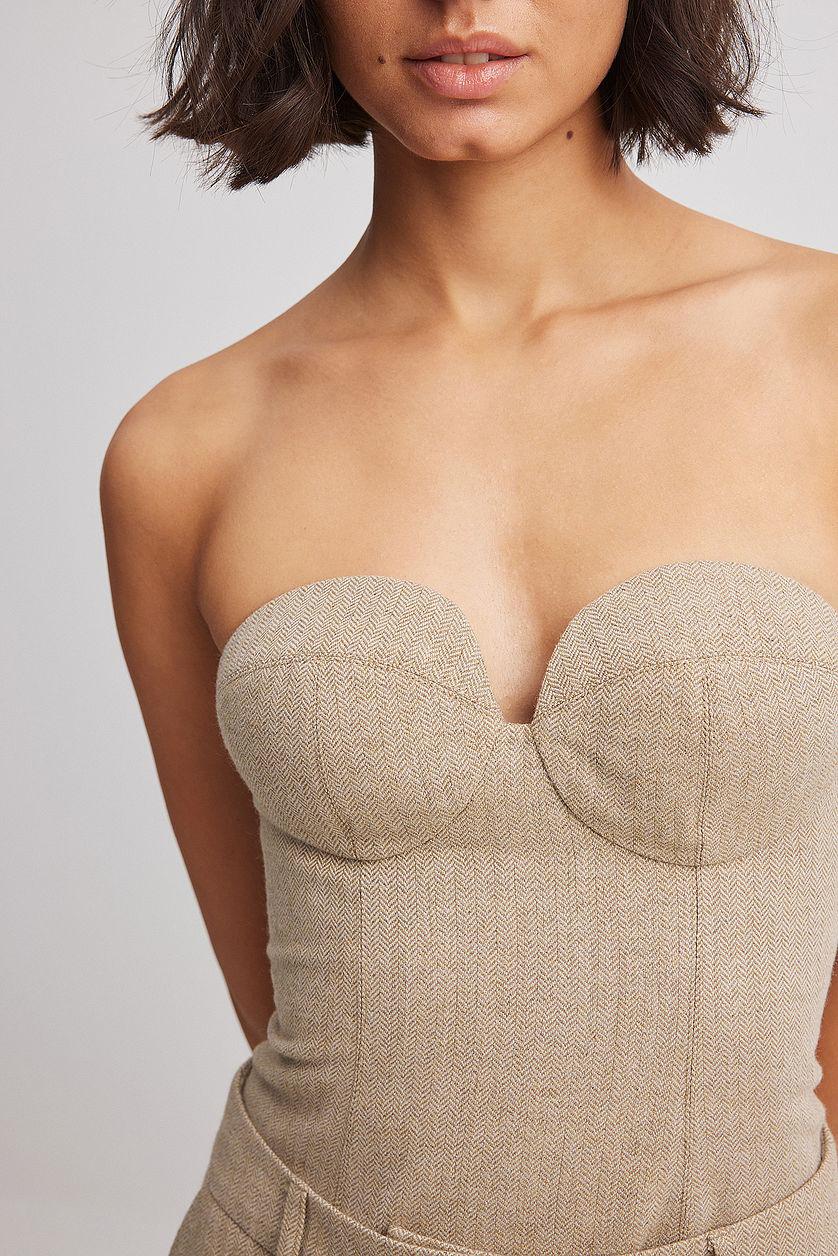 Heartshaped Corset Top Beige Product Image