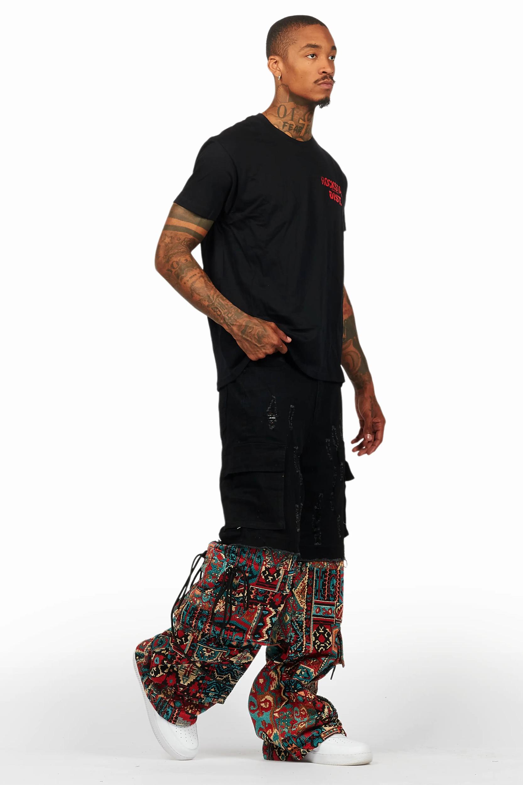 Lake Black/Red T-Shirt/Tapestry Baggy Jean Bundle Male Product Image
