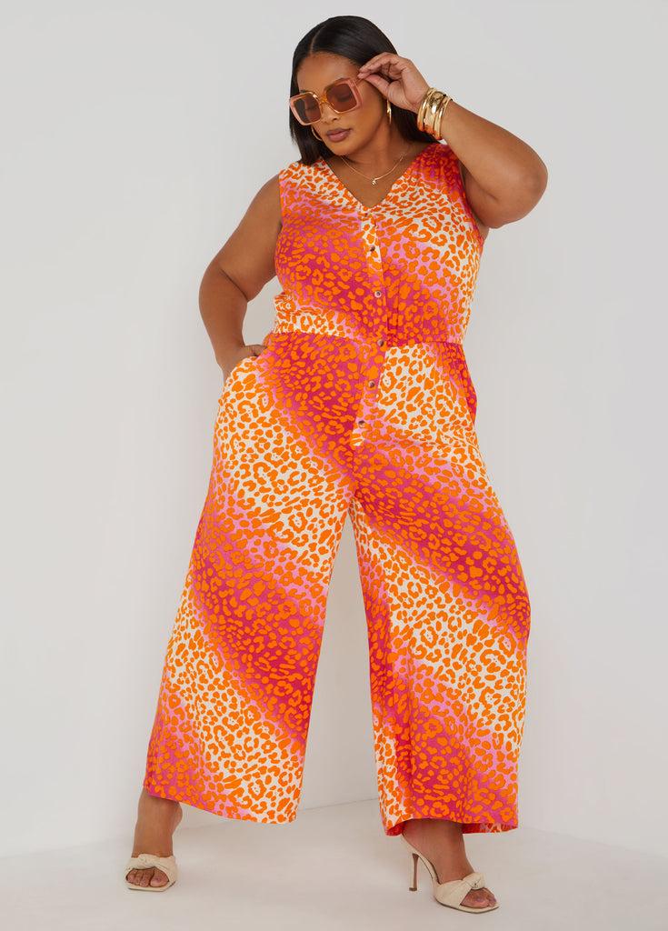 Leopard Print Wide Leg Jumpsuit Product Image