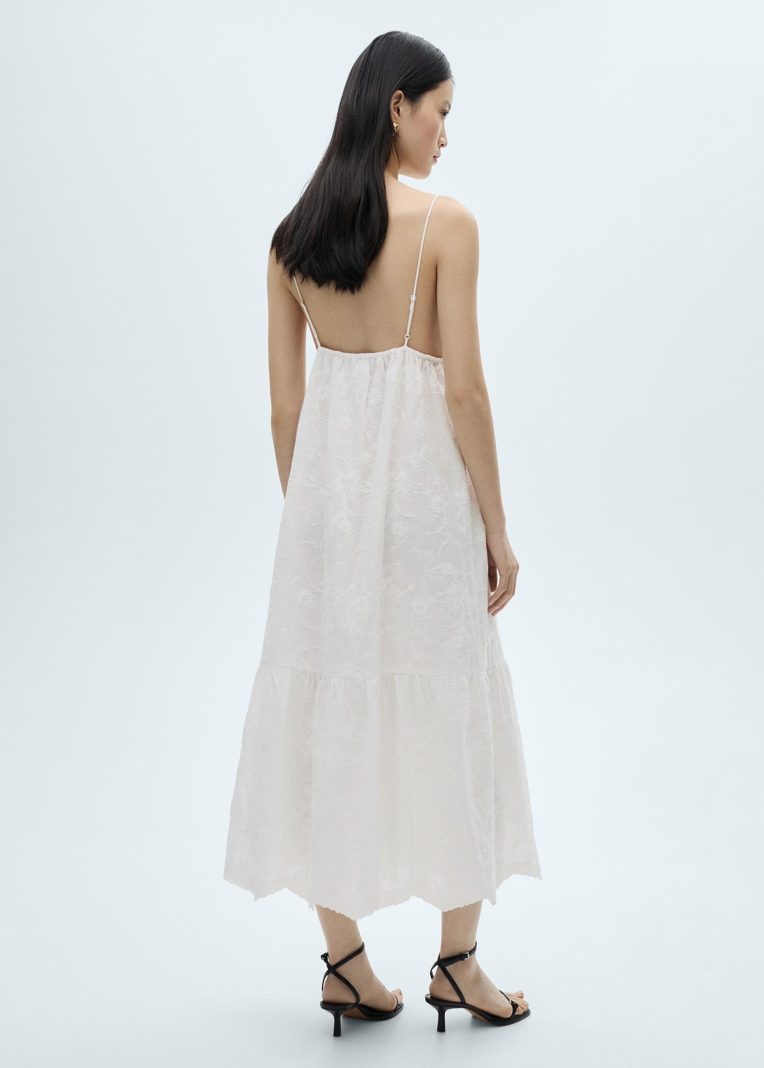 Floral embroidered dress with straps - Women | MANGO USA Product Image