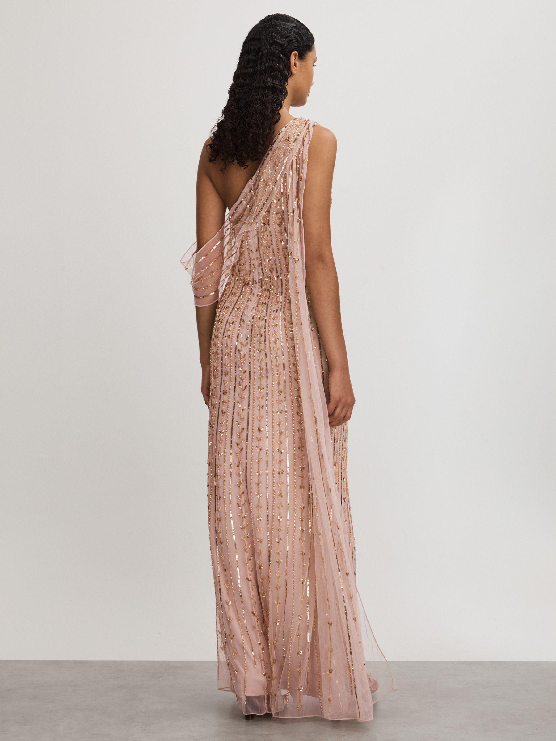 Raishma Embellished Off-The-Shoulder Maxi Dress in Nude Product Image