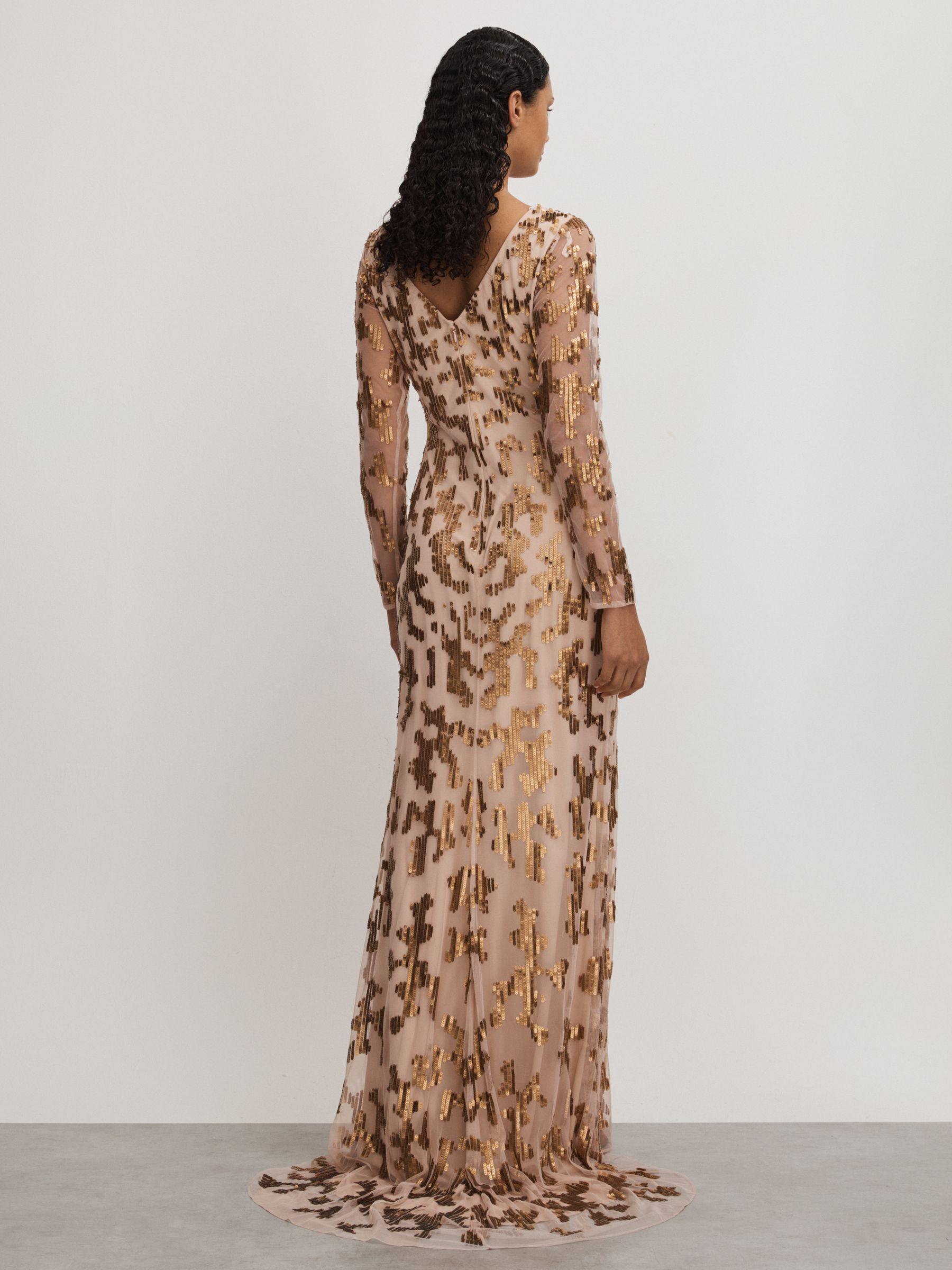 Beverly Nude Raishma Nude Embellished Asymmetric Maxi Dress Product Image