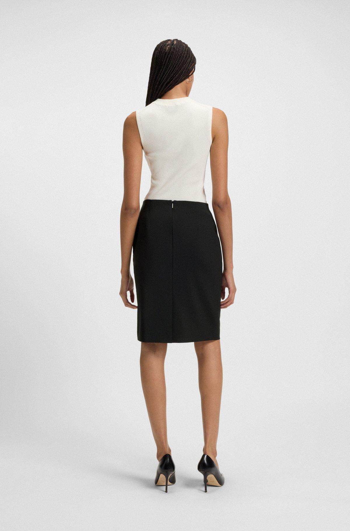 BOSS - Slim-fit pencil skirt in virgin wool - Black Product Image