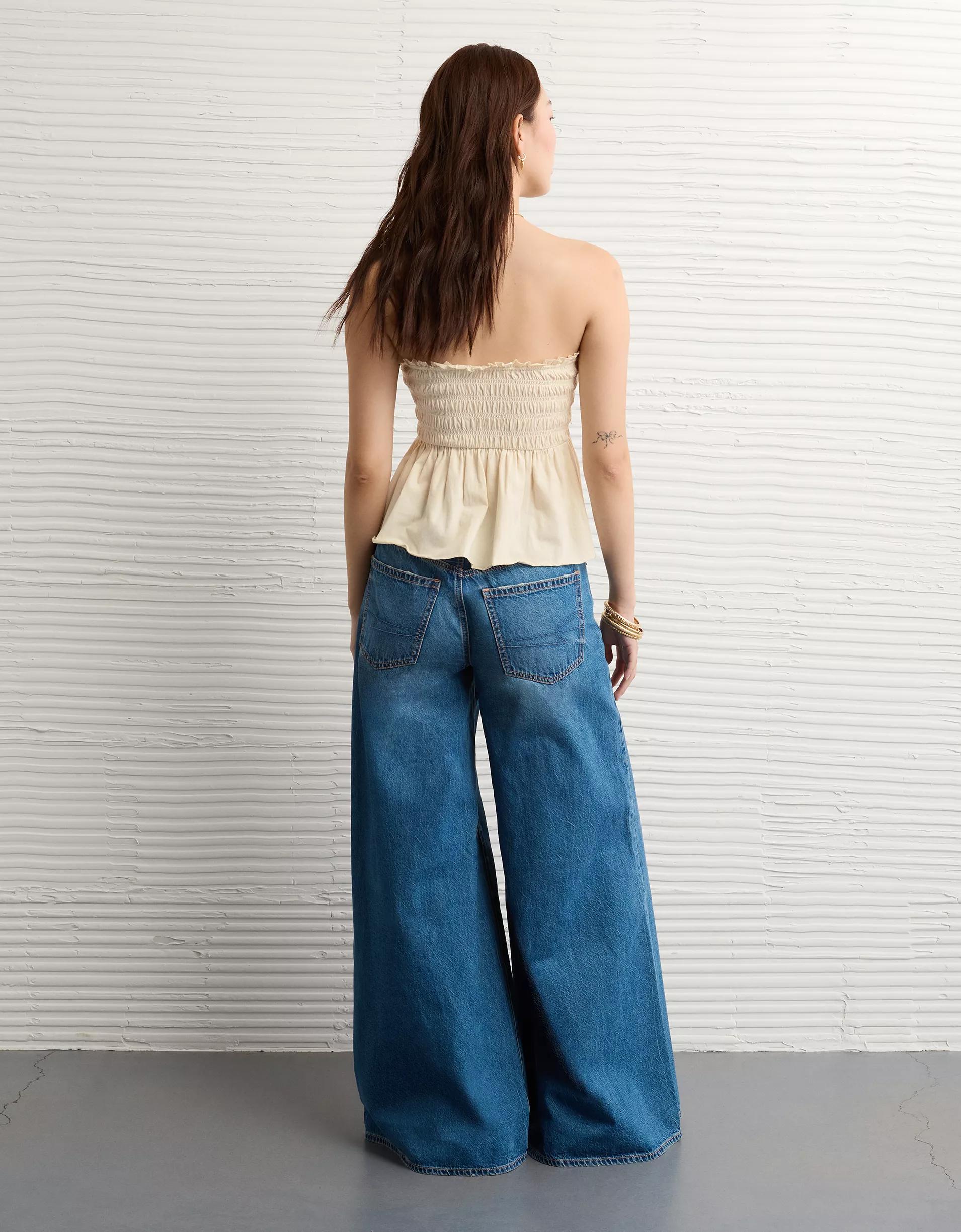 AE Sunchaser Knit Ruffle Smocked Tube Top Product Image