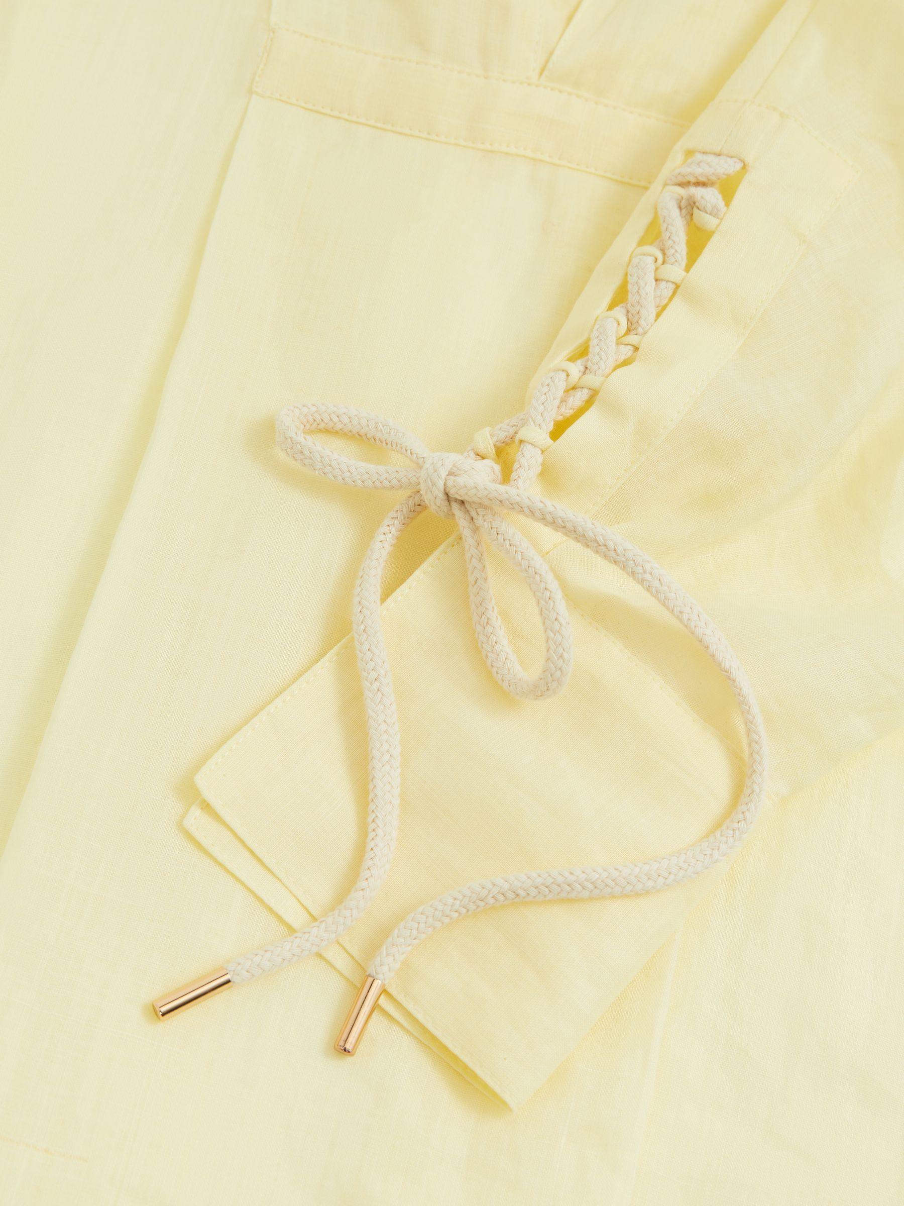 Ramie Open-Collar Kaftan Shirt in Yellow Product Image