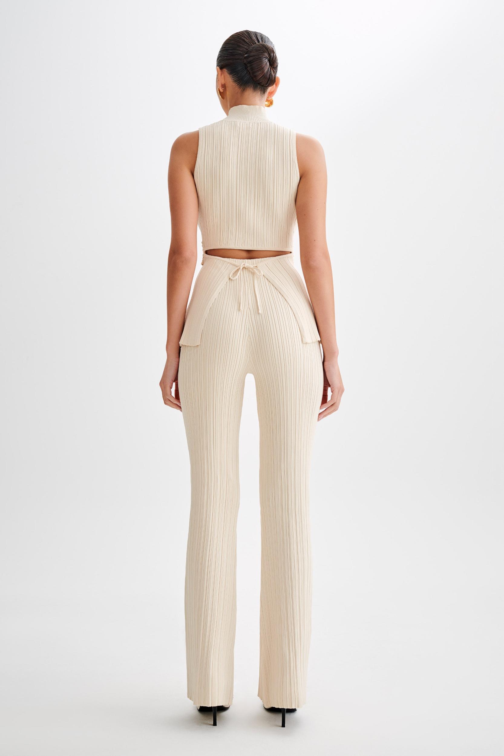 Chiara Straight Leg Rib Knit Pant - Cream Product Image