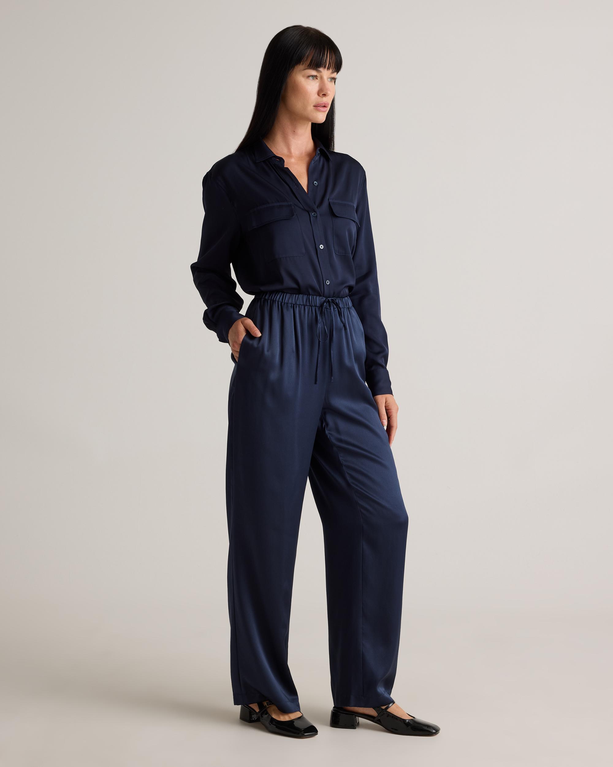 Quince | Women's Drawstring Wide Leg Pants Size XL, Silk Product Image