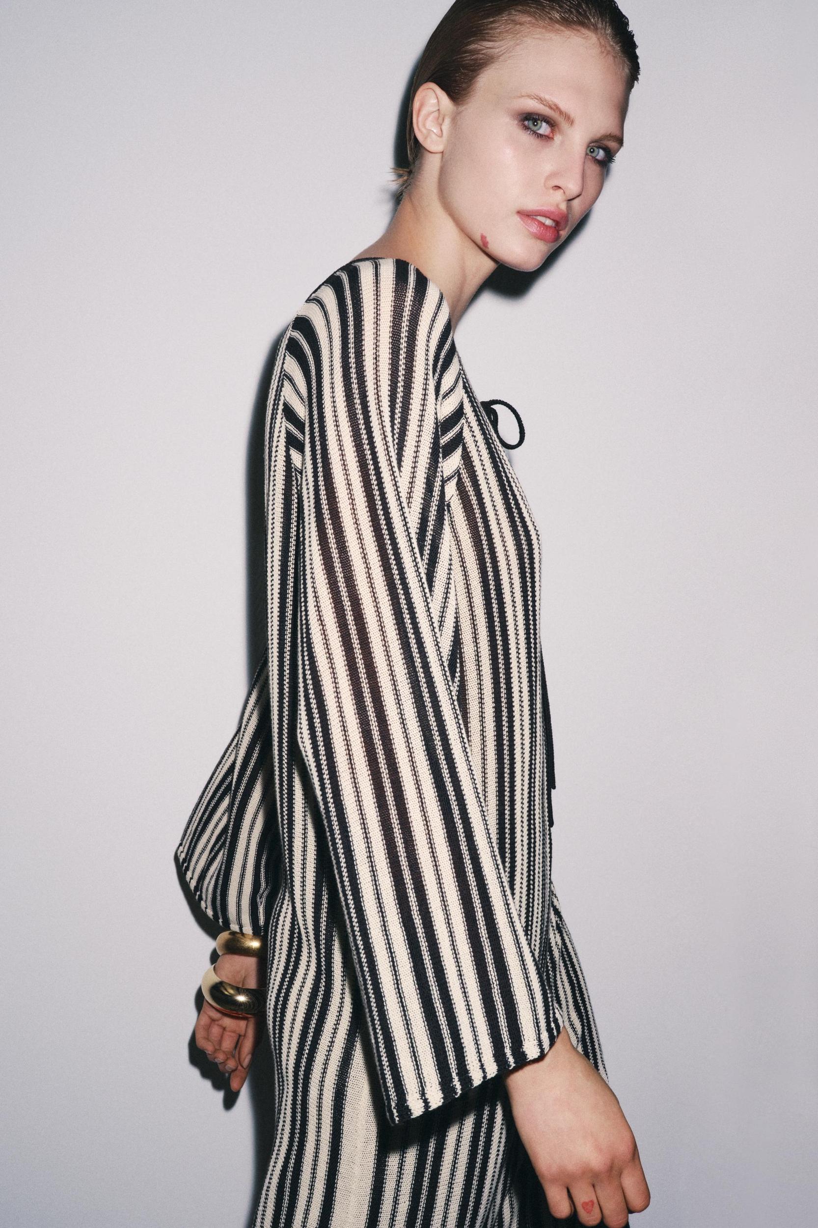 STRIPED KNIT DRESS WITH LINEN Product Image