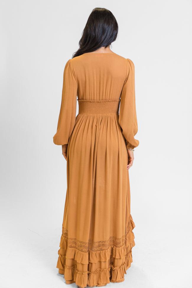 Lucky To Have You Camel Maxi Dress SALE Product Image