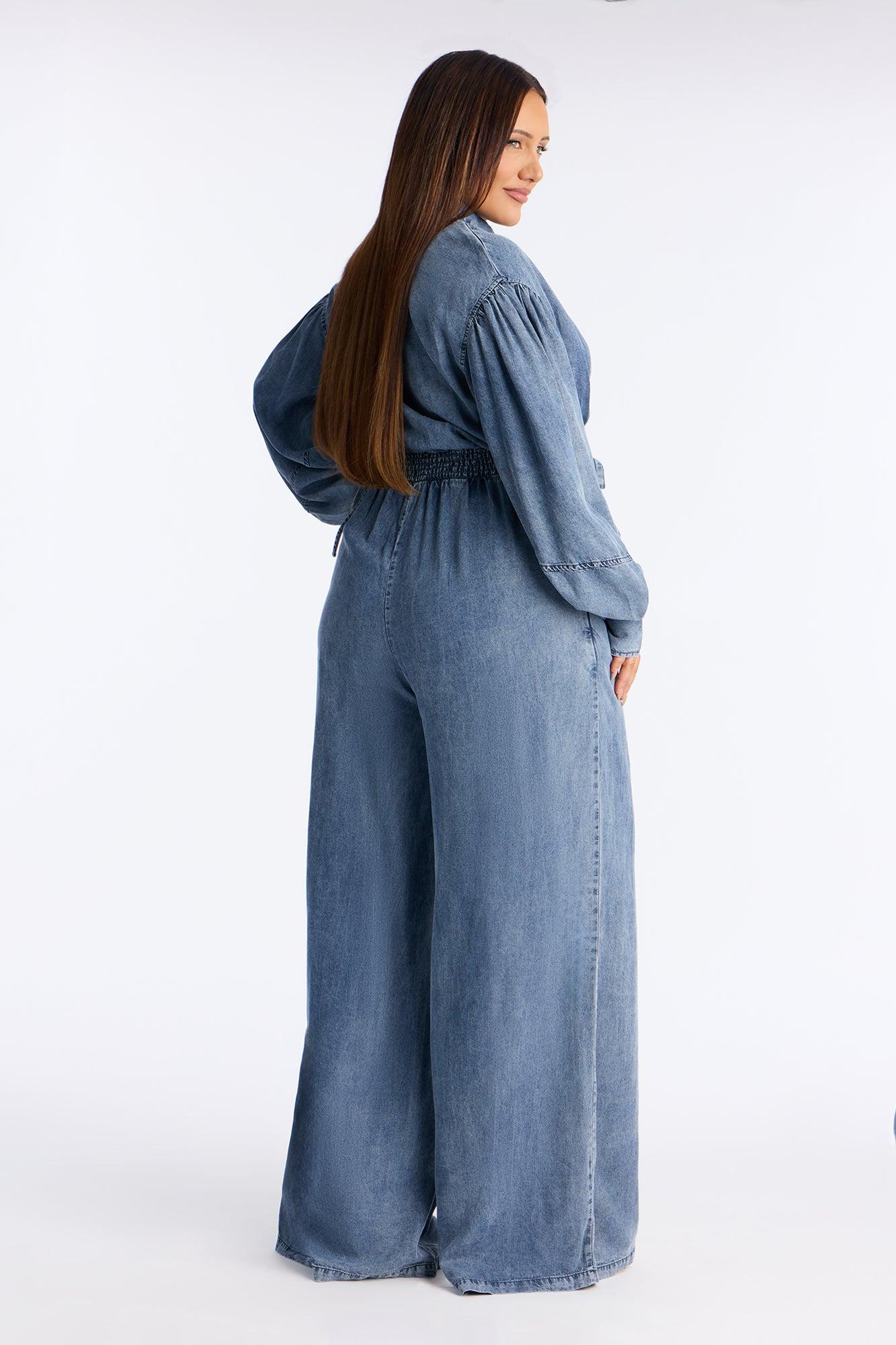 Full Effect Chambray Jumpsuit - Medium Wash Female Product Image