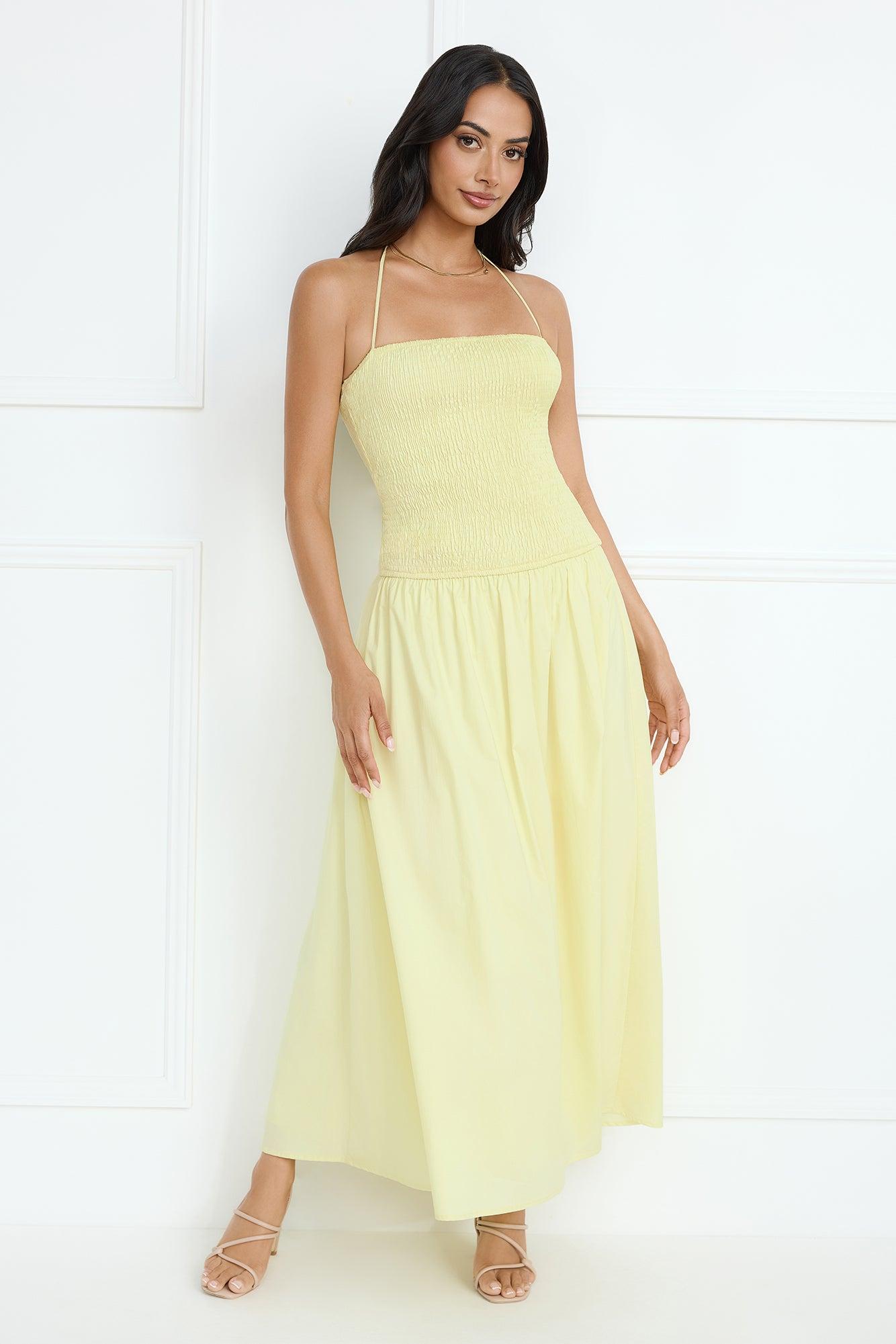 Unmatched Energy Halter Maxi Dress Yellow Product Image