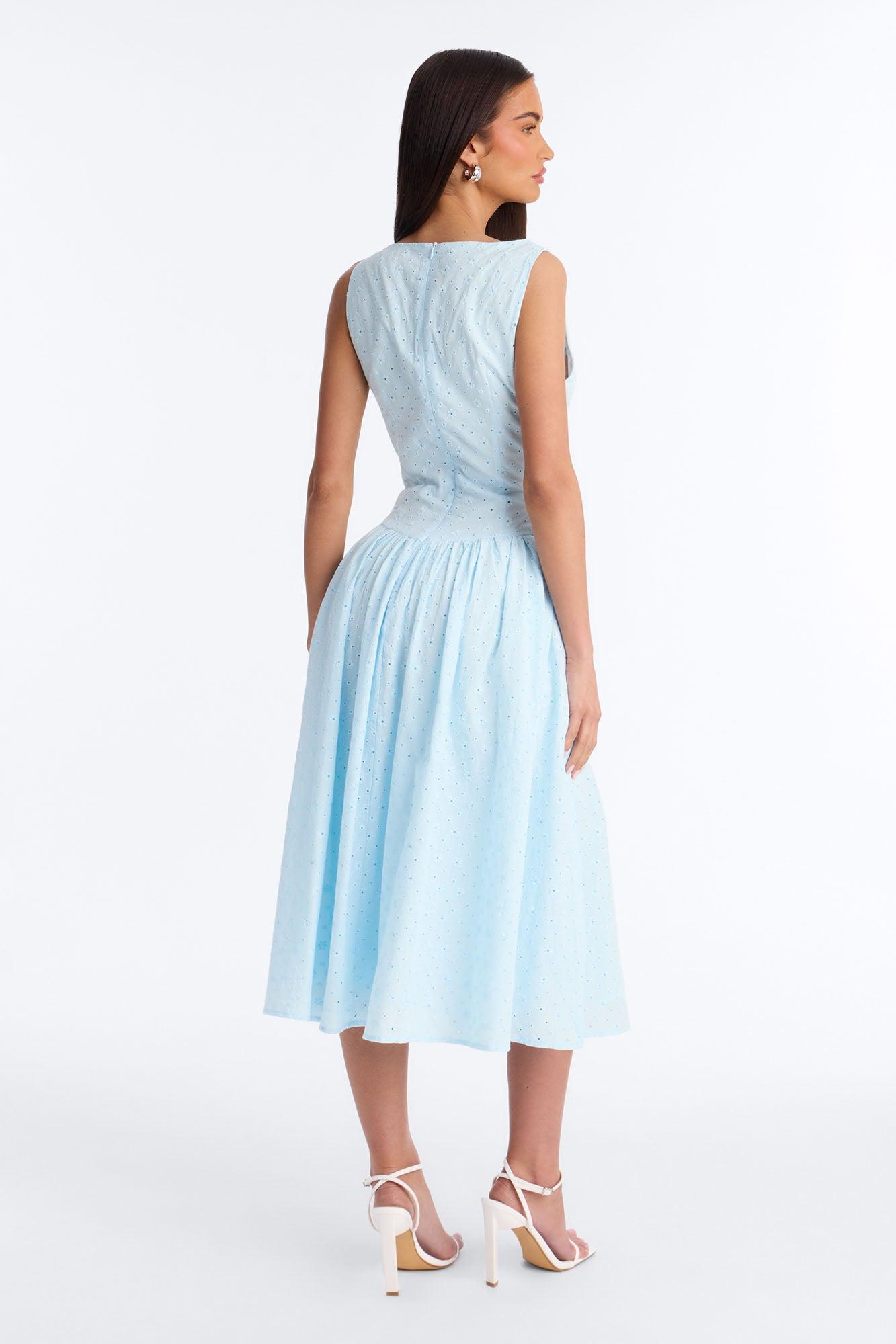 Buttercup Eyelet Midi Dress - Light Blue Female Product Image
