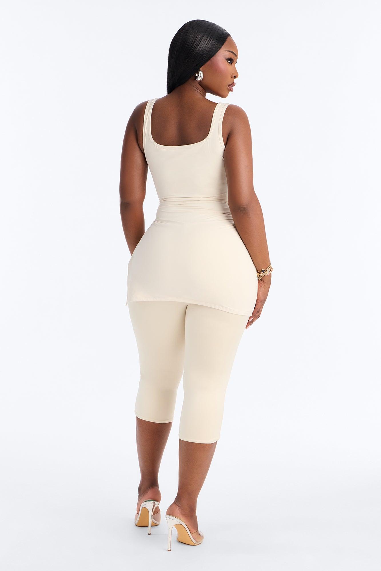 Second Skin Double Line Asymmetrical Ruched Tank Top - Bone Female Product Image