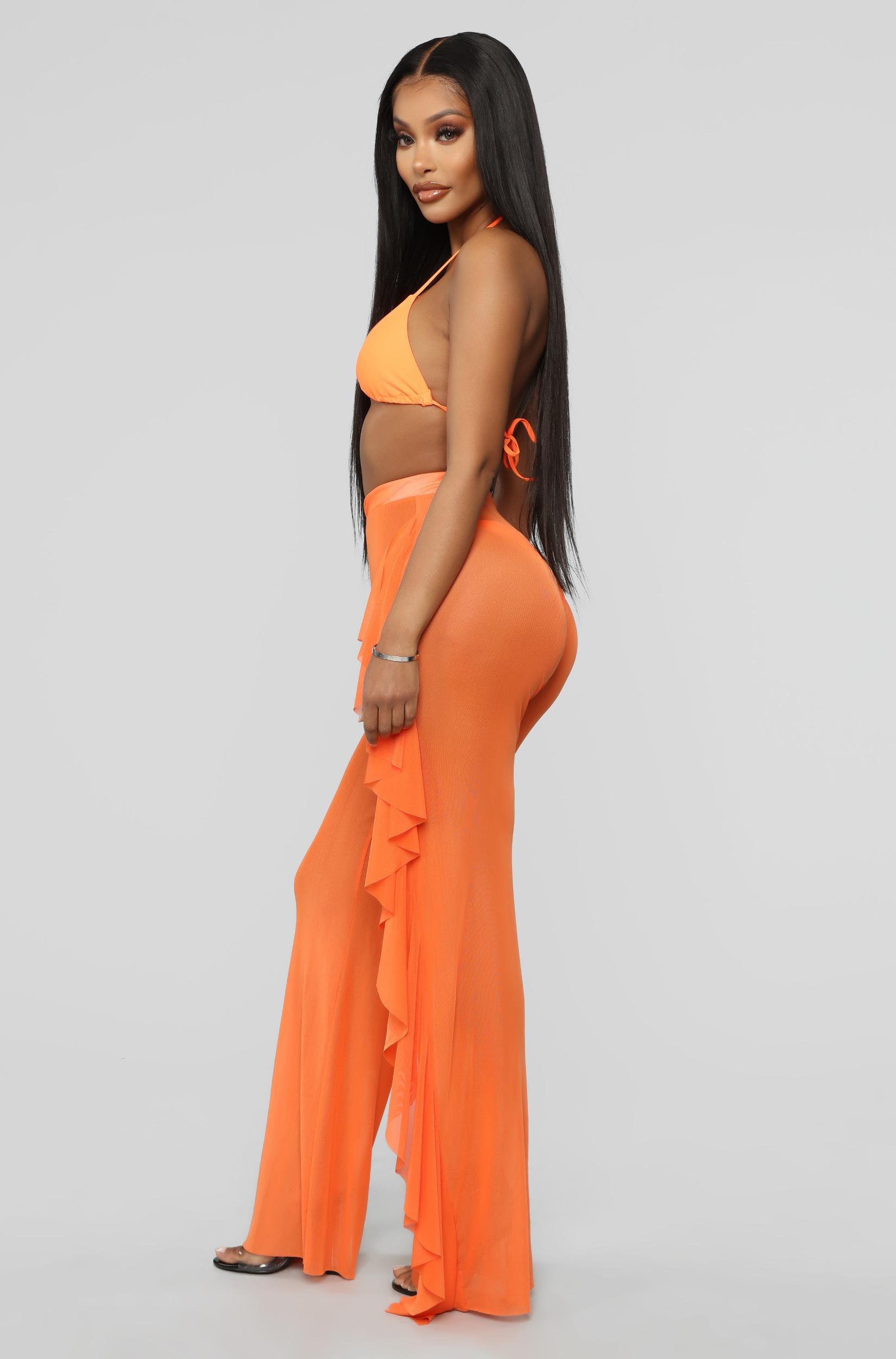 Sunshine See Through Cover Up Pant - Orange Product Image
