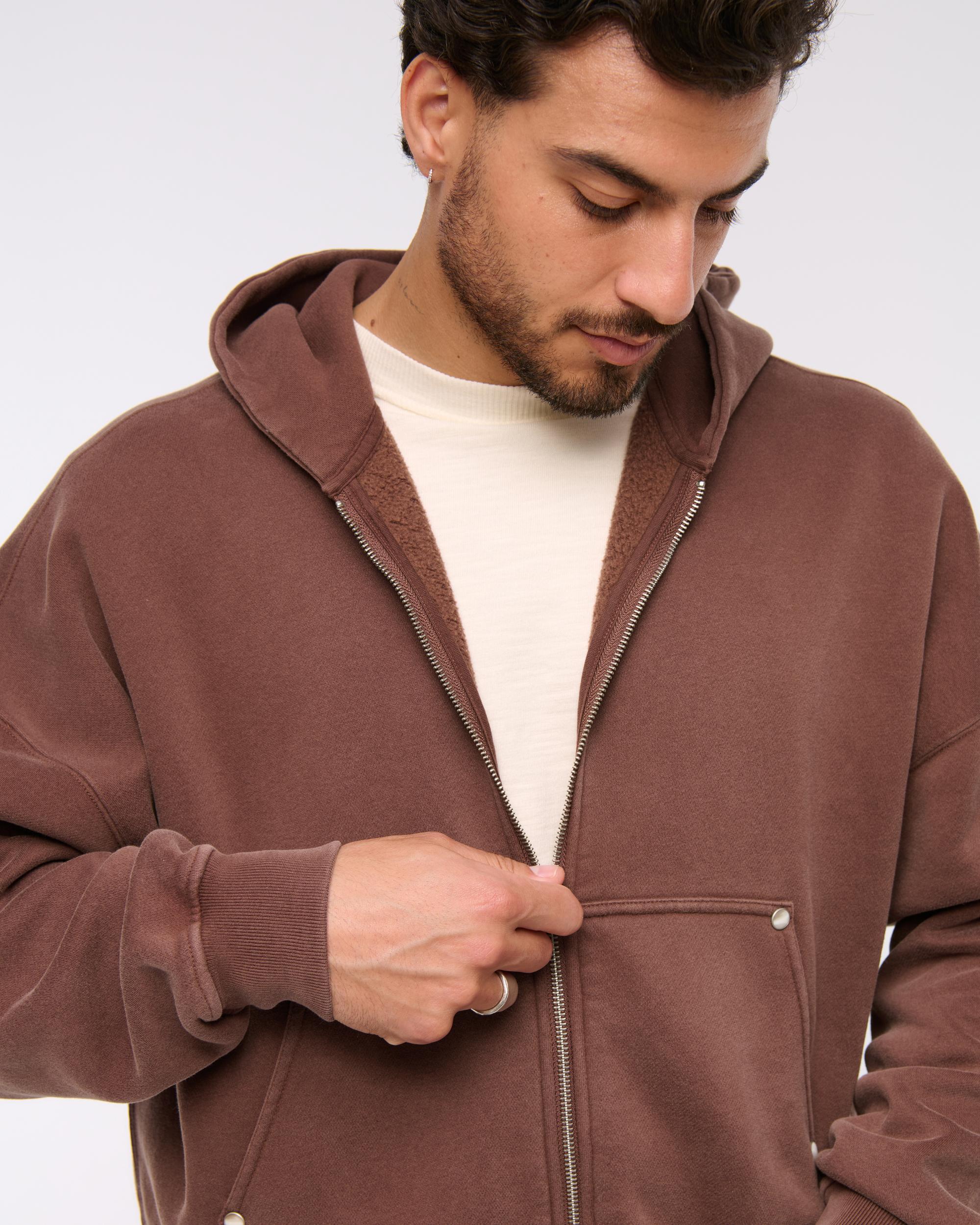 Cropped Essential Full-Zip Hoodie Product Image