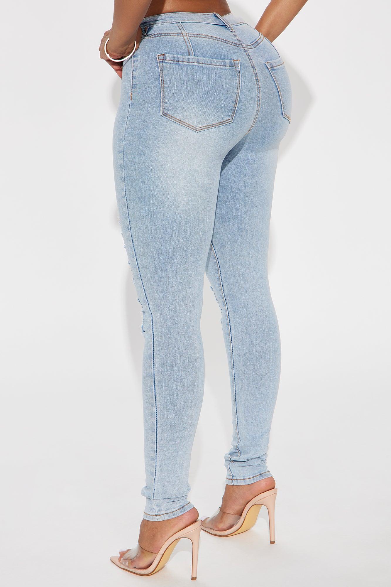 Simply Stunning Booty Lifting Ripped Skinny Jeans - Light Wash Product Image