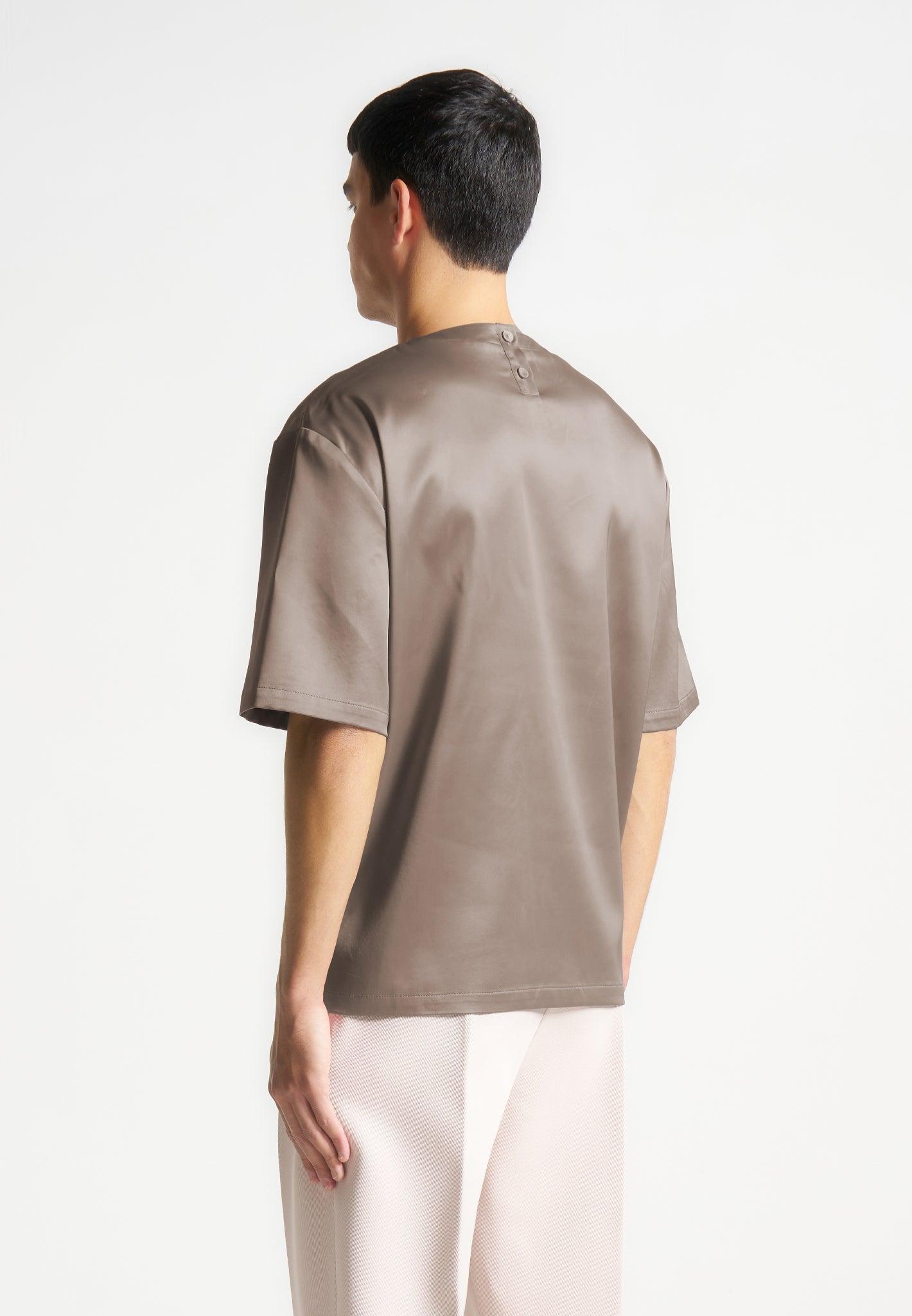 Satin Boxy Fit T-Shirt - Taupe Male Product Image