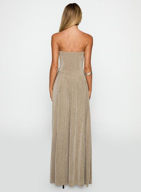 Inka Strapless Maxi Dress Taupe Product Image
