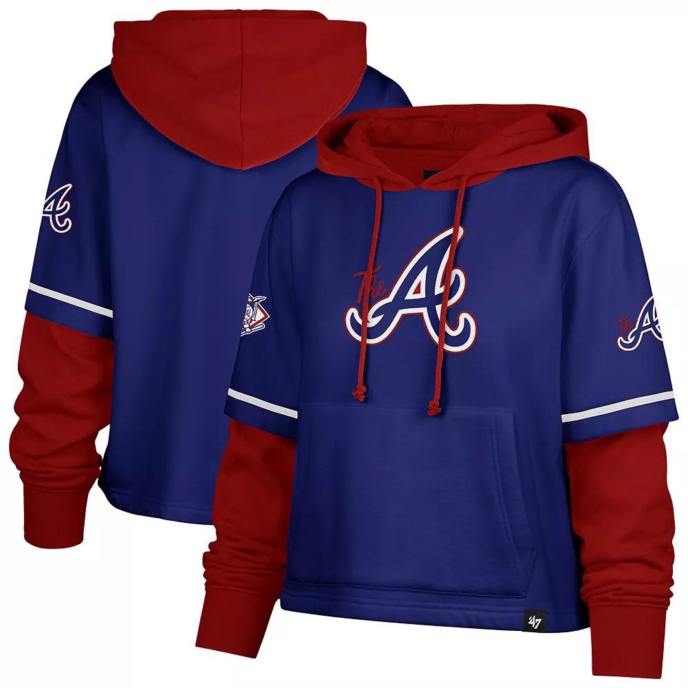 Women's '47 Royal Atlanta Braves City Connect Shortstop Cropped Pullover Hoodie,  Product Image