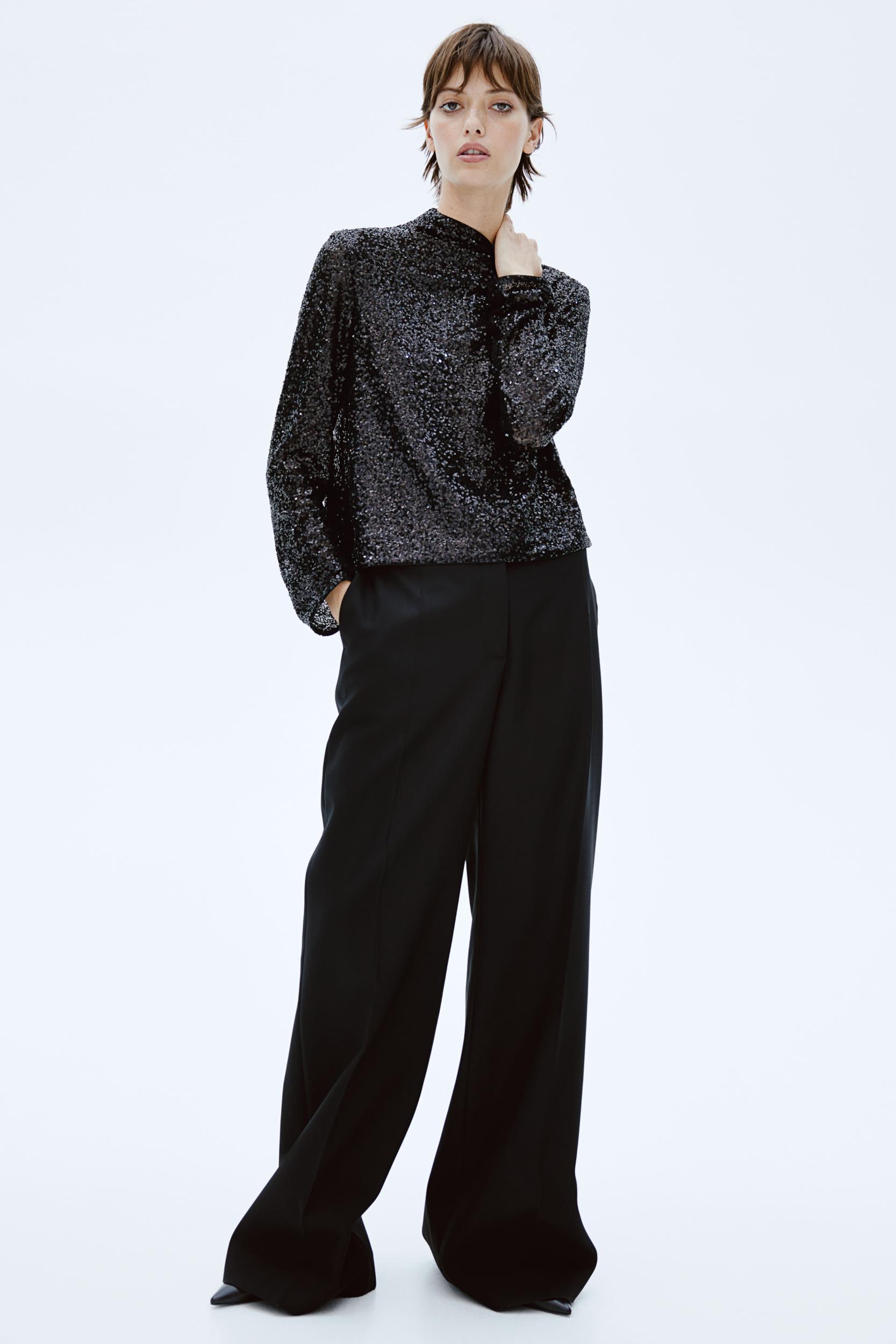 Sequined Mock Turtleneck Top Product Image