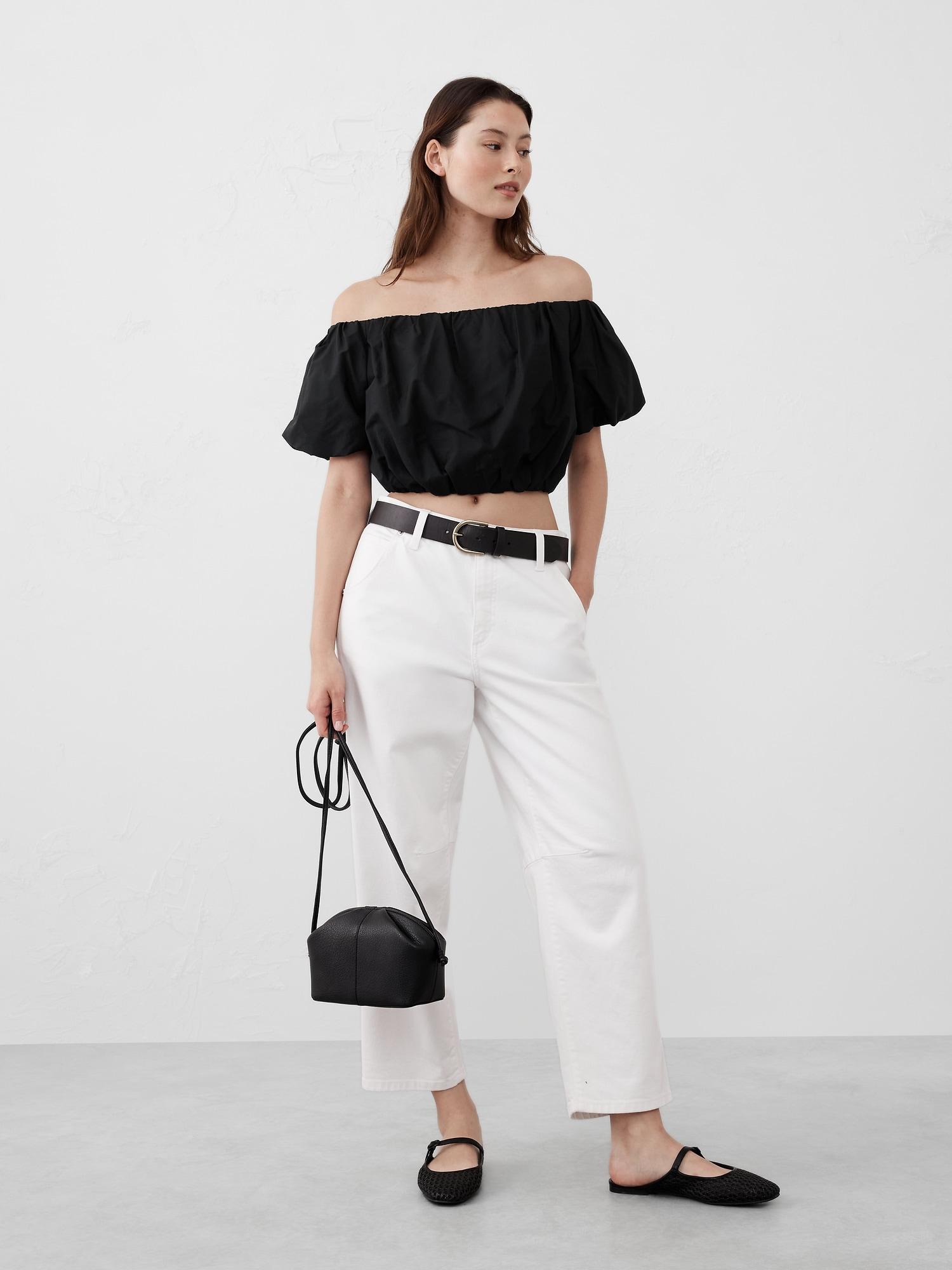 Bubble-Sleeve Cropped Top Product Image