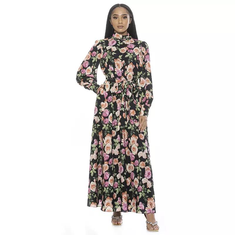 Women's ALEXIA ADMOR Isaliah Mockneck Blouson Sleeve Maxi Dress,  Product Image