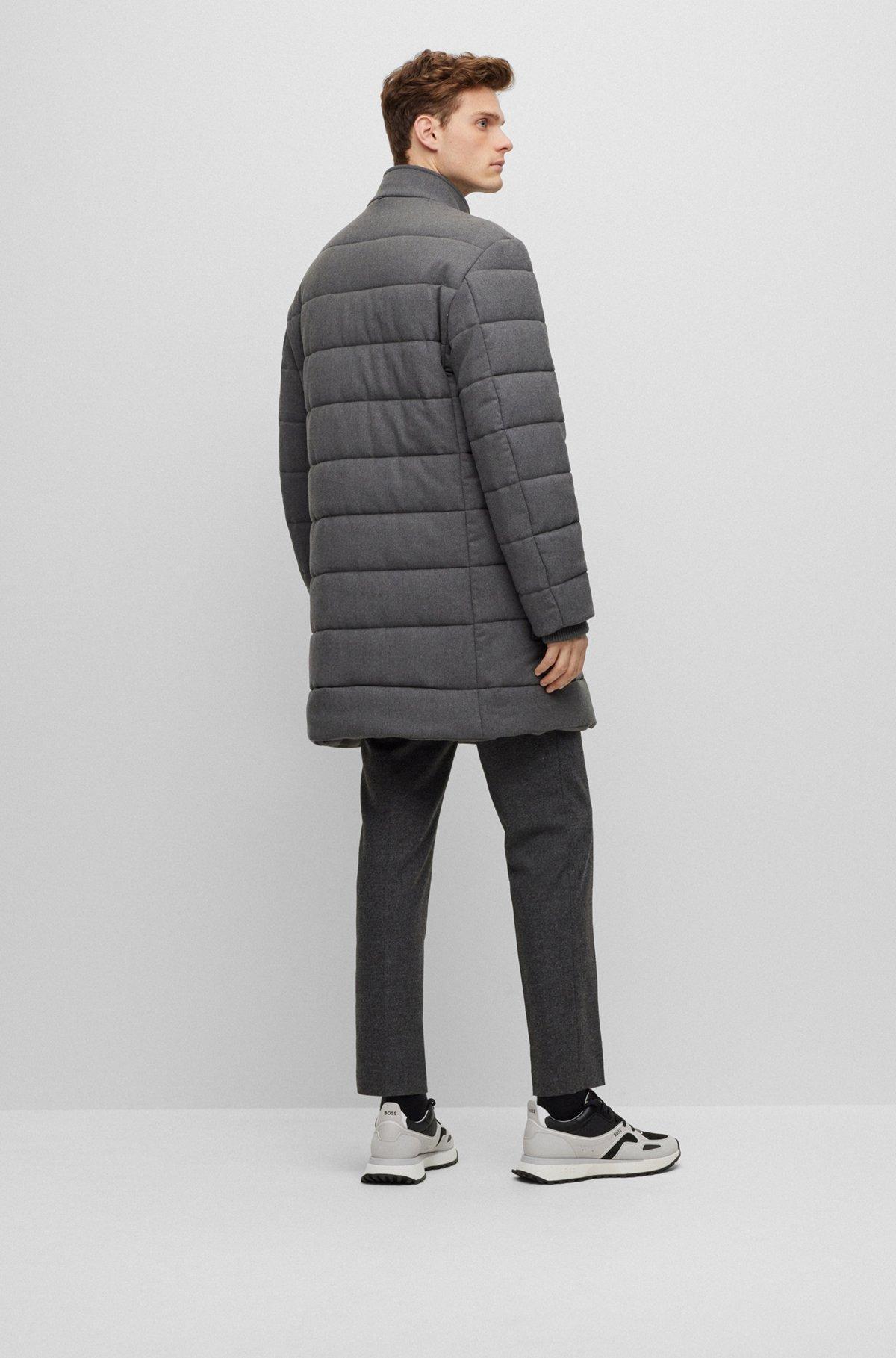 Regular-fit padded coat in a stretch wool blend Product Image