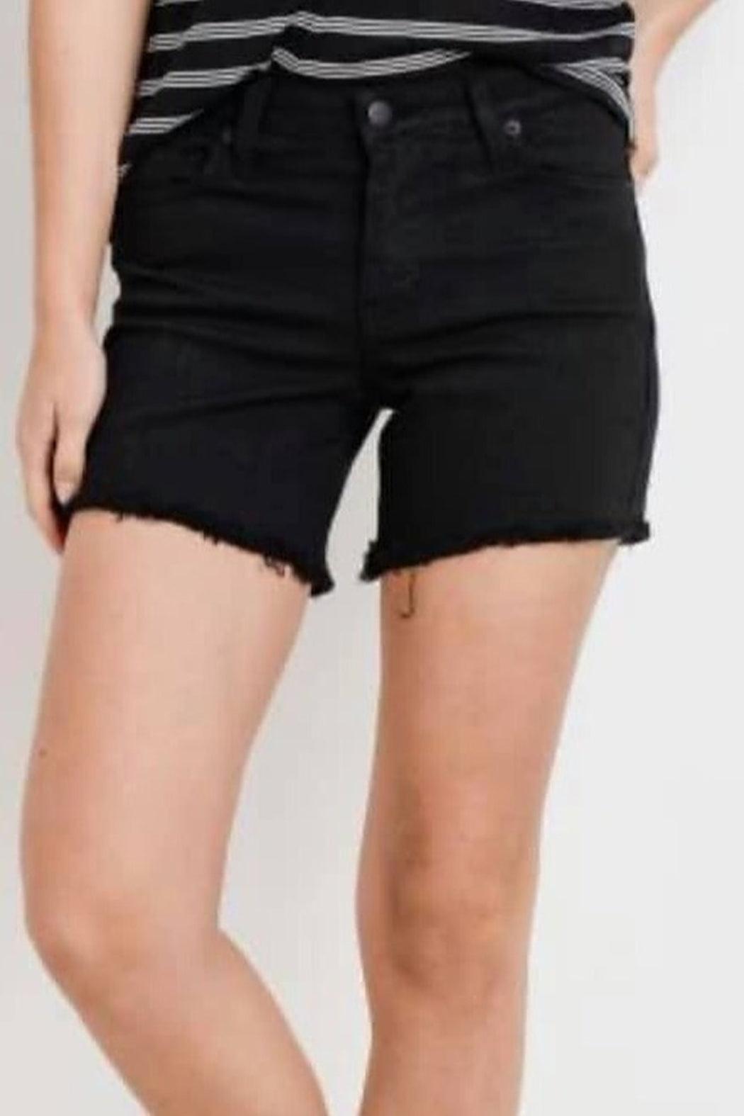 Basic Denim Shorts with Unfinished Hem Product Image