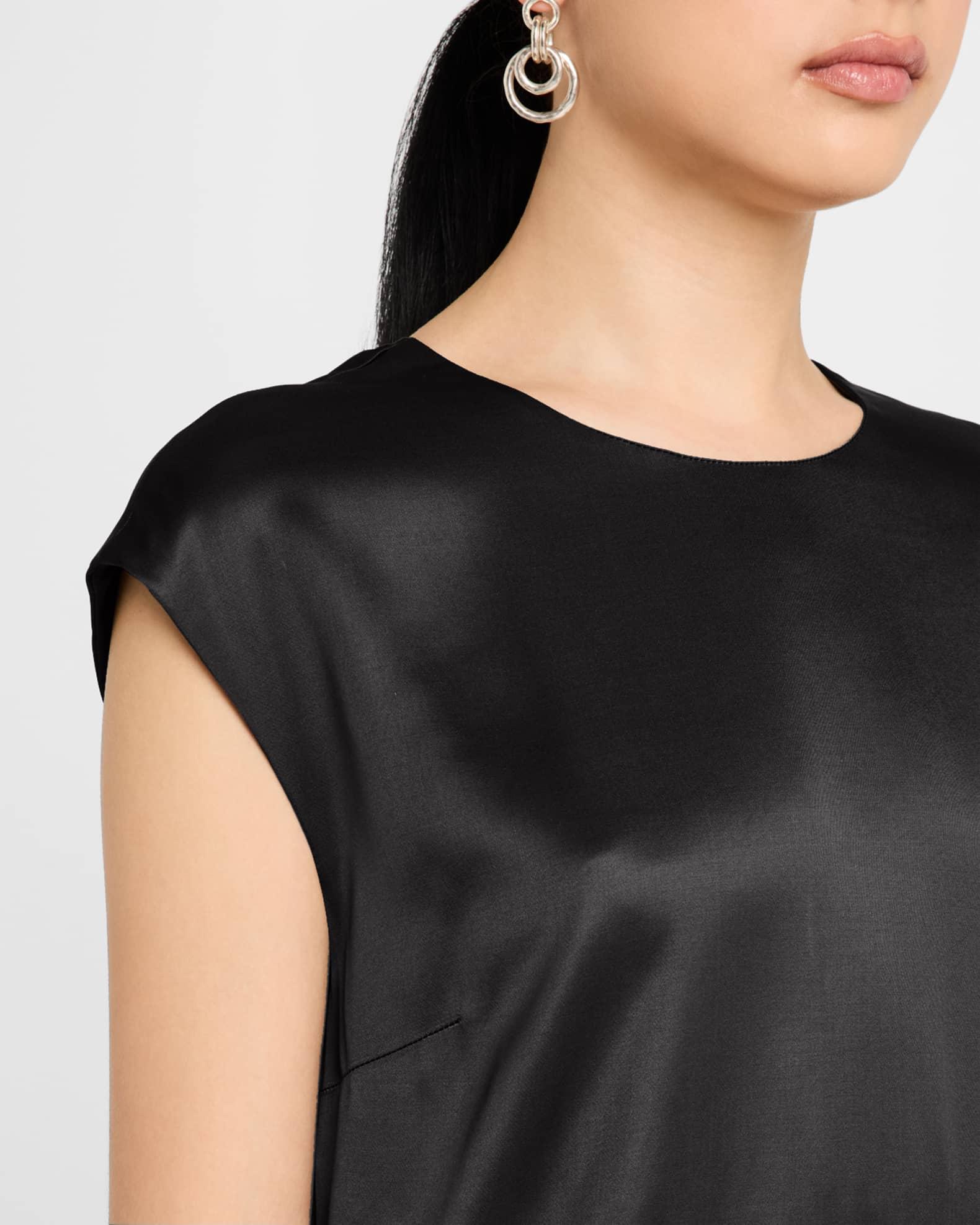 Draped Side-Slit Midi Shift Dress Product Image