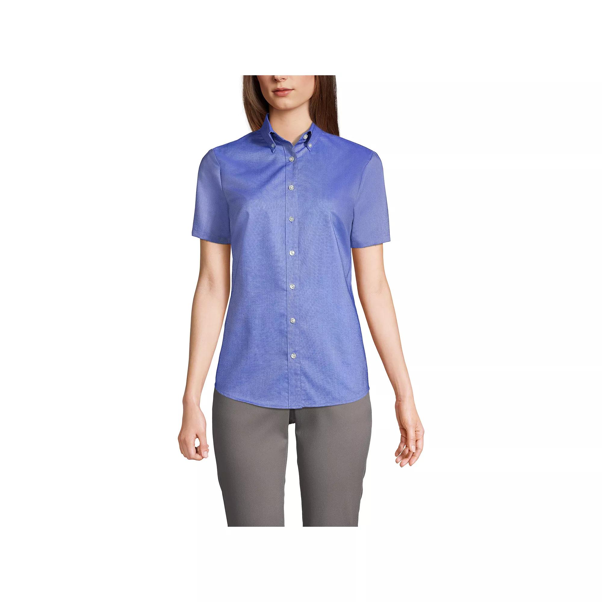 Women's Lands' End School Uniform Short Sleeve Oxford Dress Shirt,  Product Image