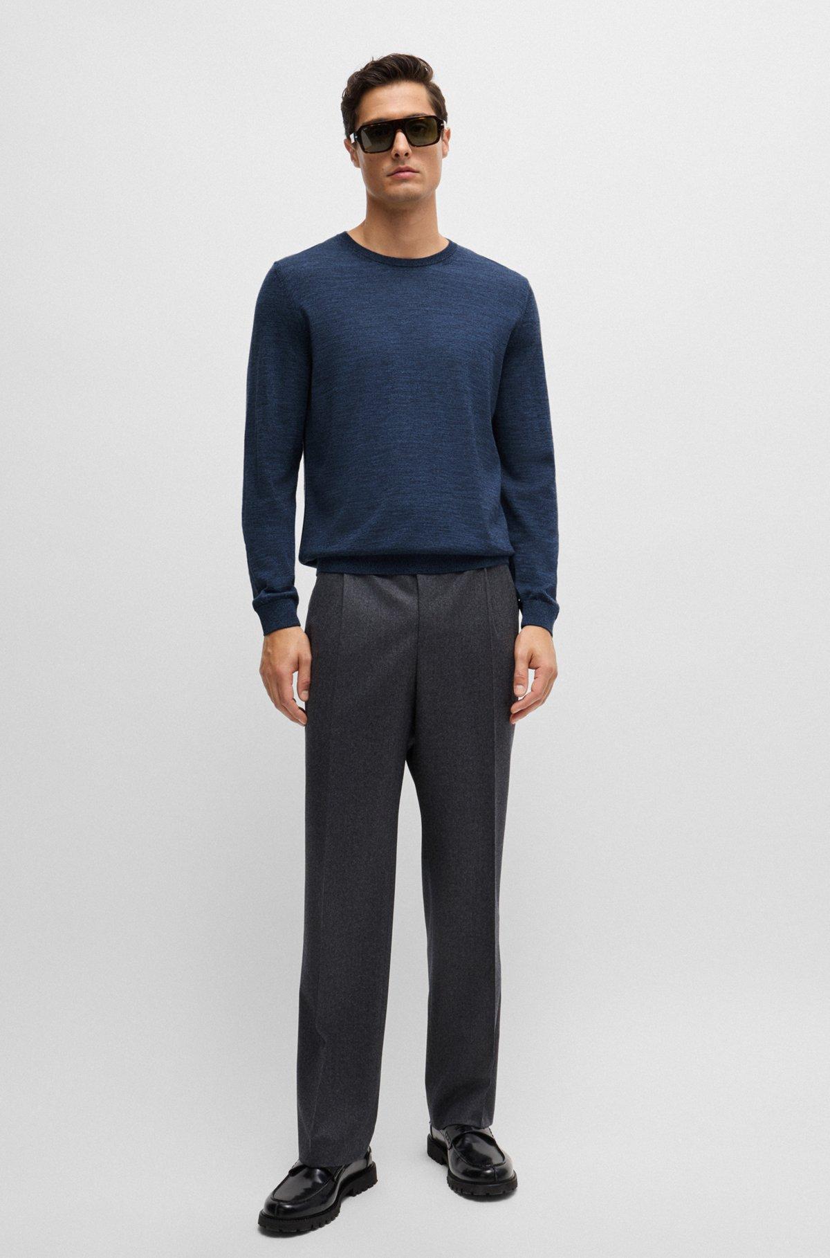 Slim-fit sweater in merino wool with crew neckline Product Image