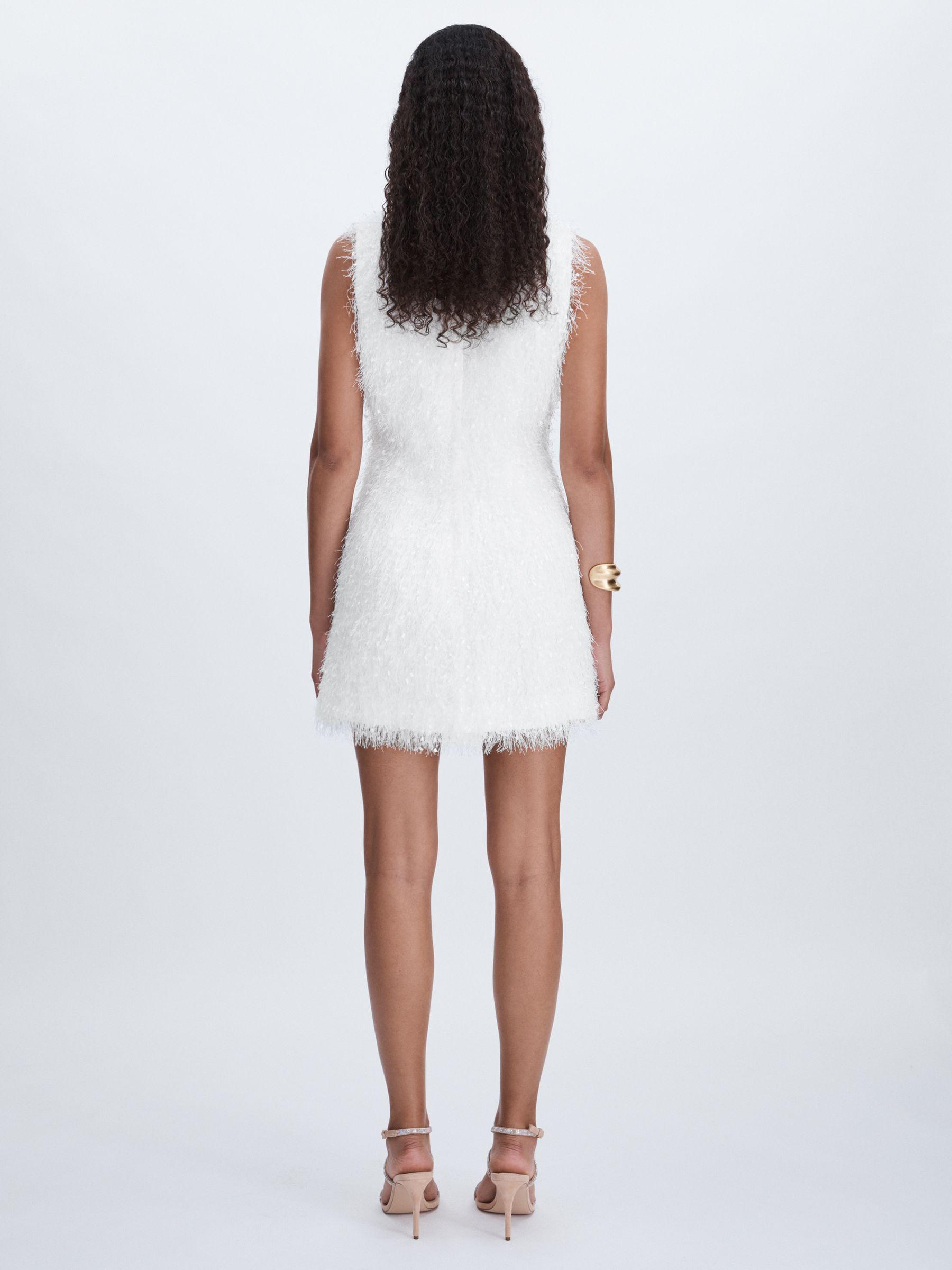 Anna Quan Feather Knit Mini Dress in White Product Image