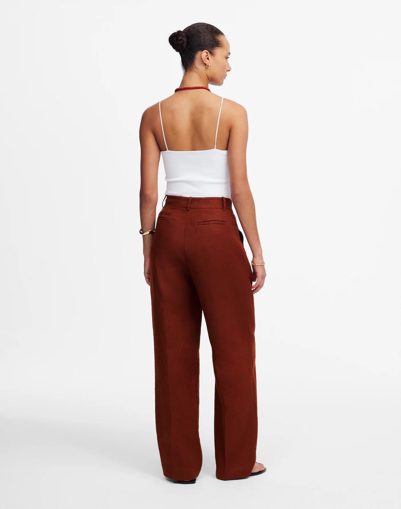 Slouchy Straight Pants in 100% Linen Product Image