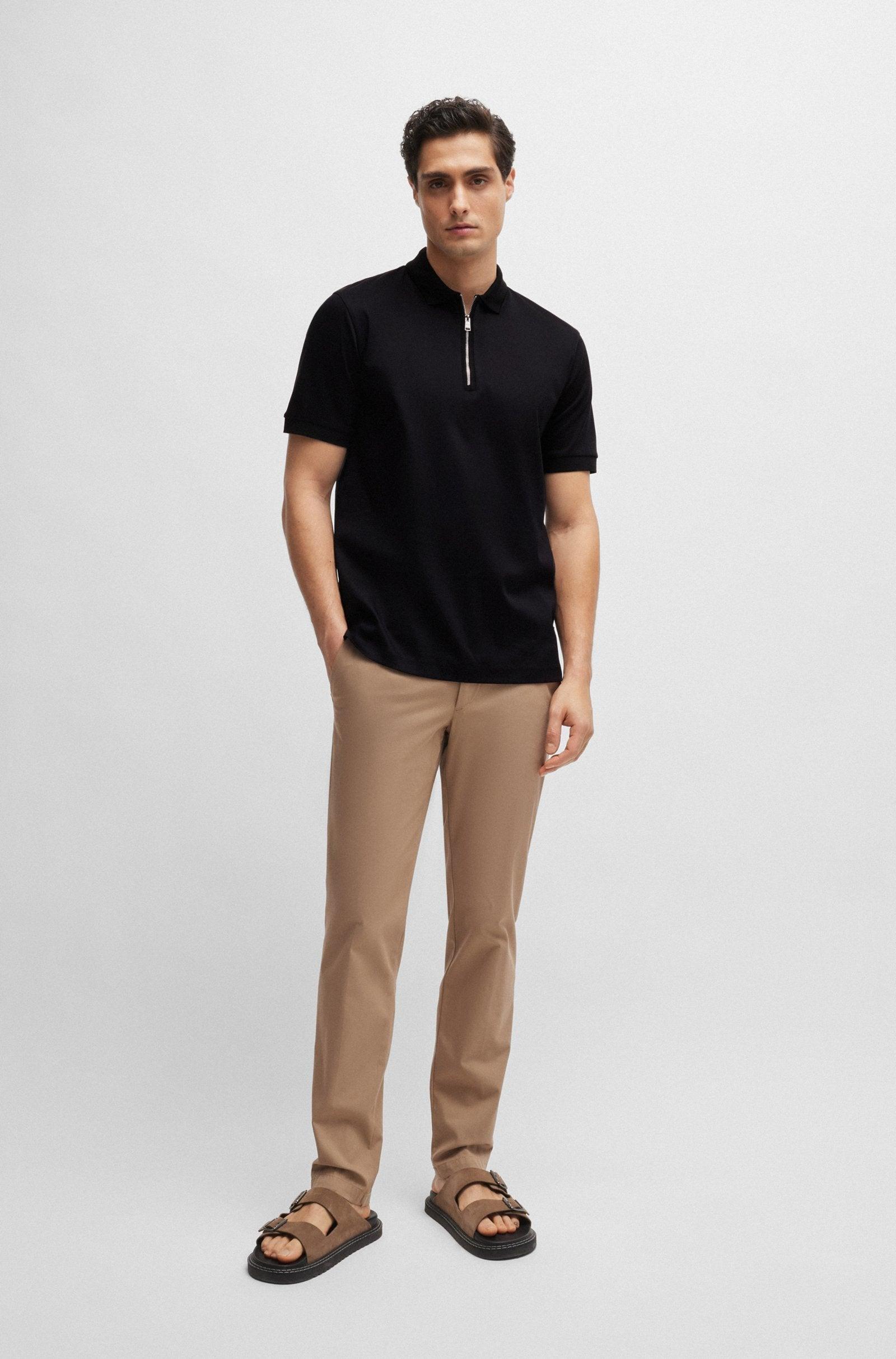Boss Mercerized Cotton Slim-Fit Polo shirt with Zip neck Product Image