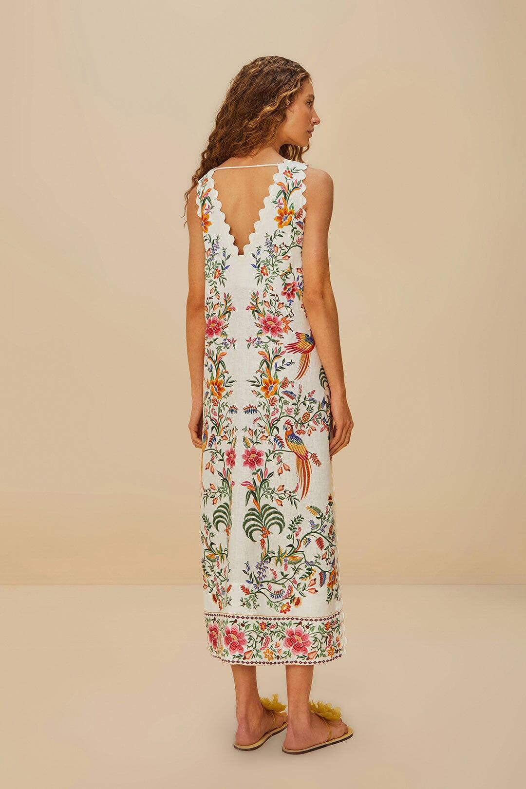 Off-White Delicate Forest Euroflax™ Premium Linen Maxi Dress Product Image