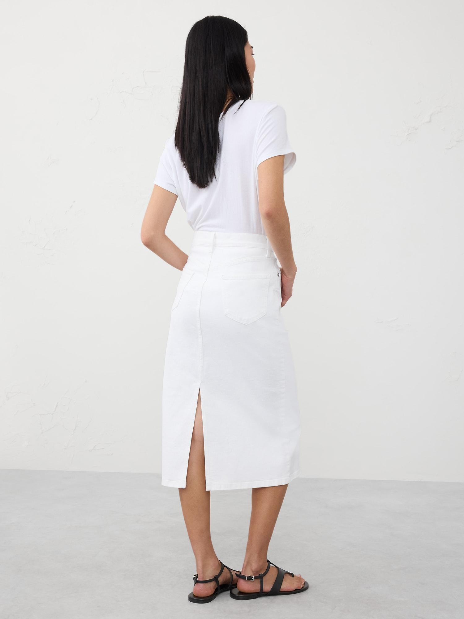 Denim Midi Pencil Skirt Product Image