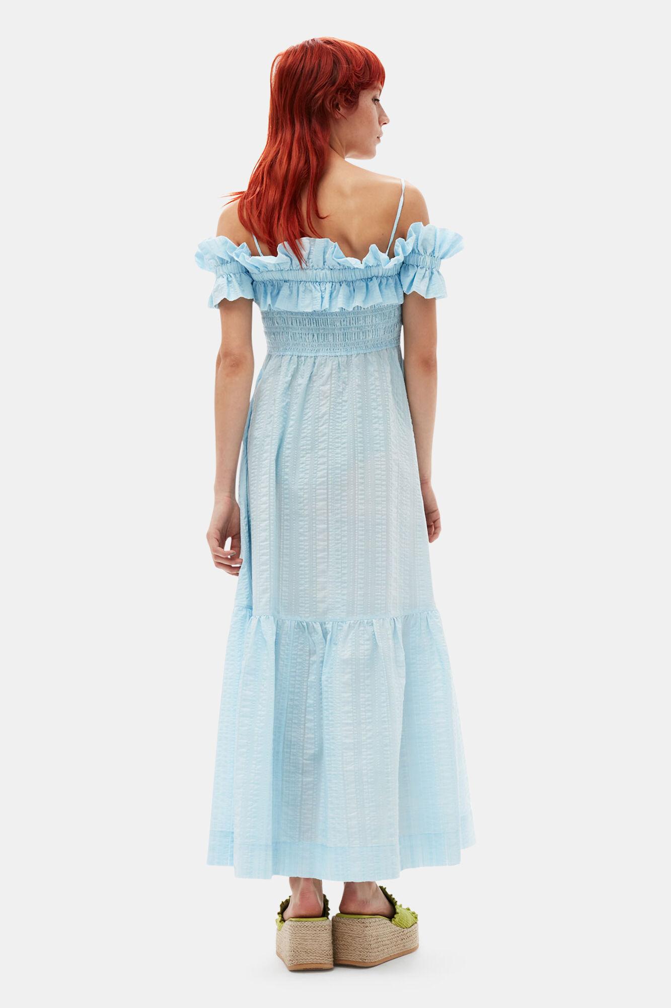 Seersucker Check Smock Maxi Dress Product Image