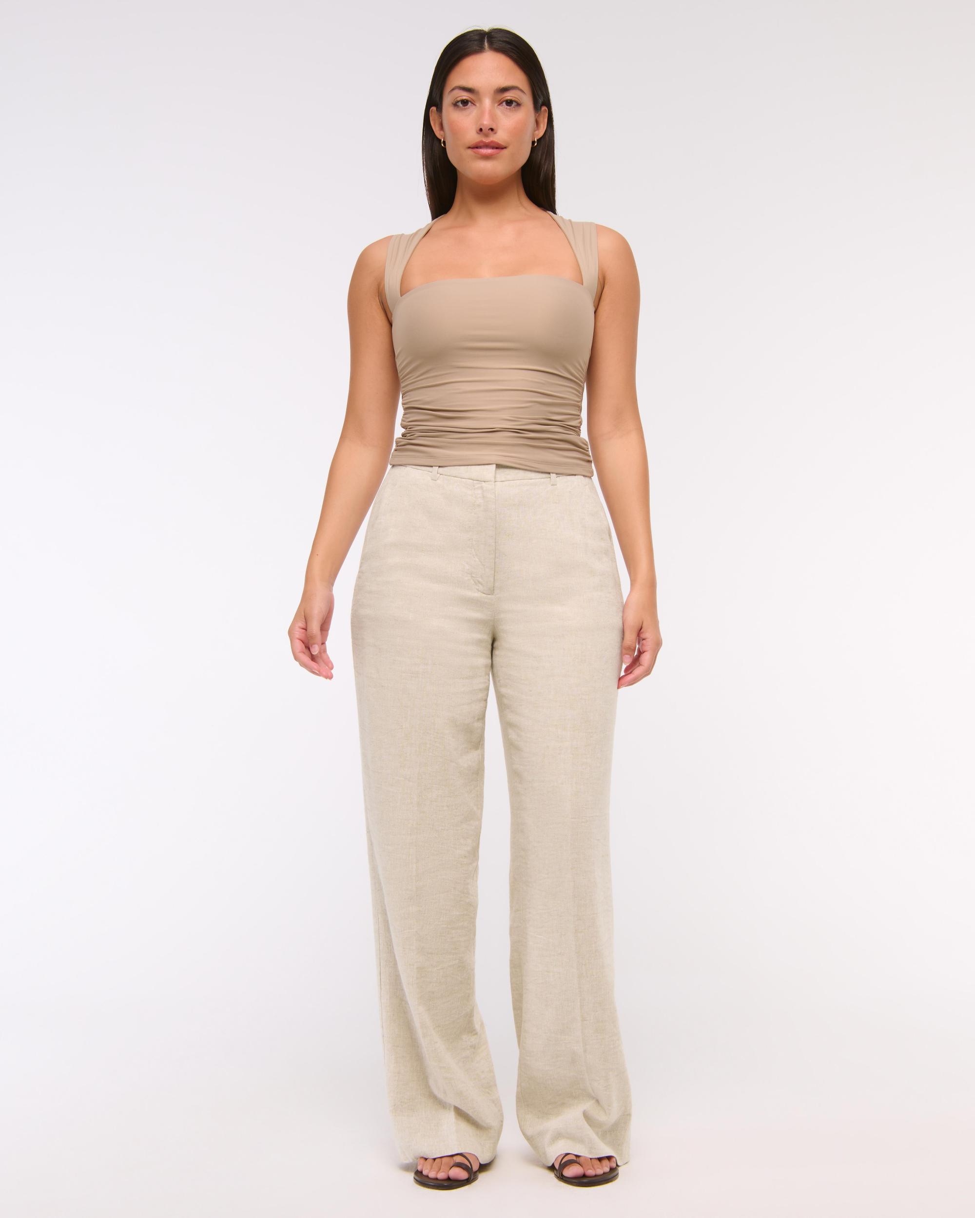 Curve Love Tailored Linen-Blend Wide Leg Pant Product Image