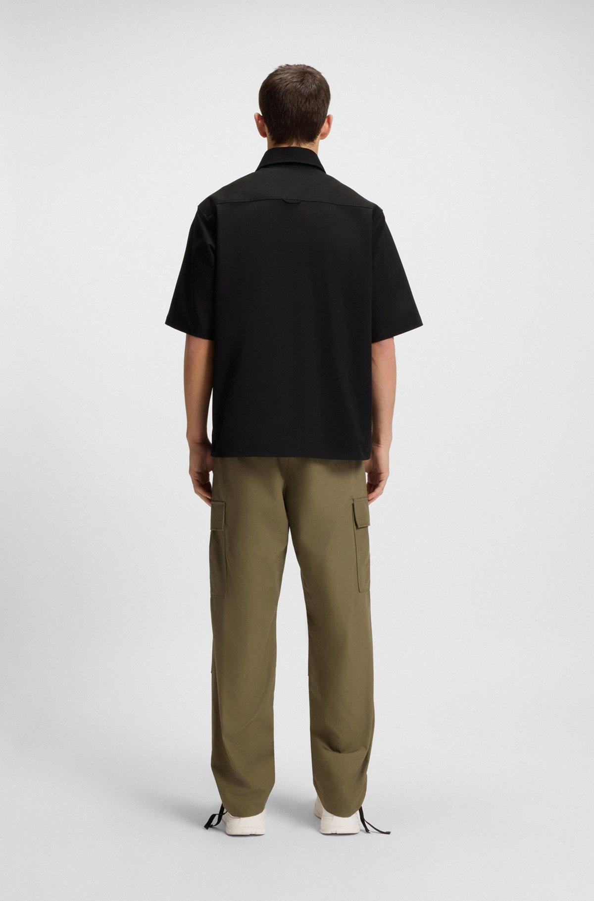 HUGO - Oversize fit shirt with zip-up front - Black Product Image
