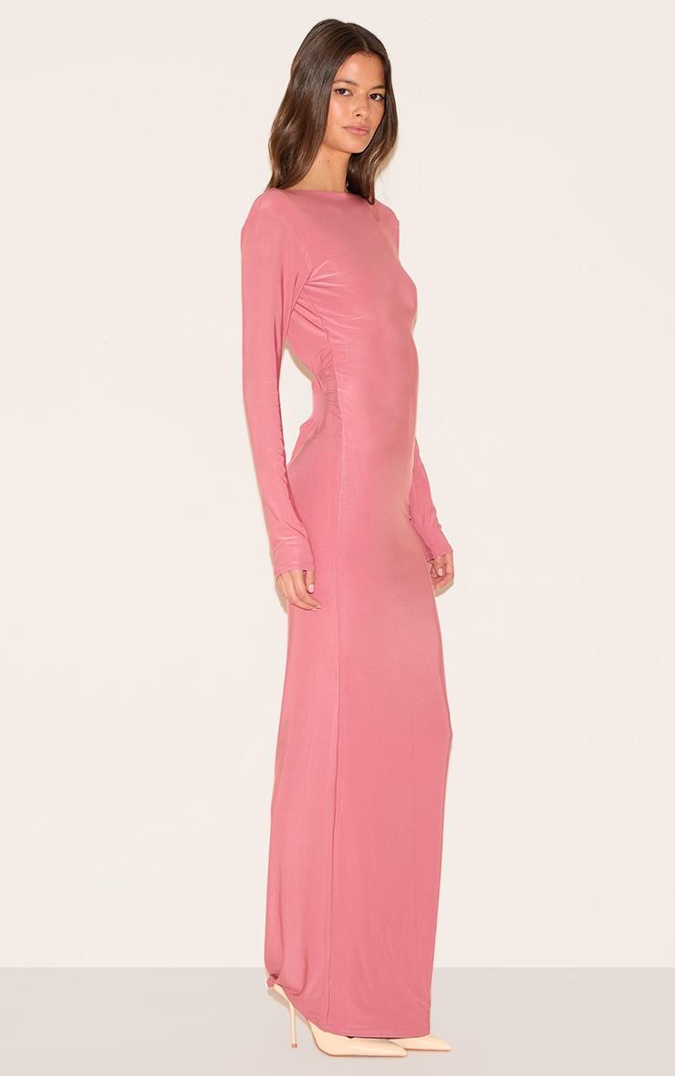  Blush Rose Double Layer Deep Back Maxi Dress Product Image