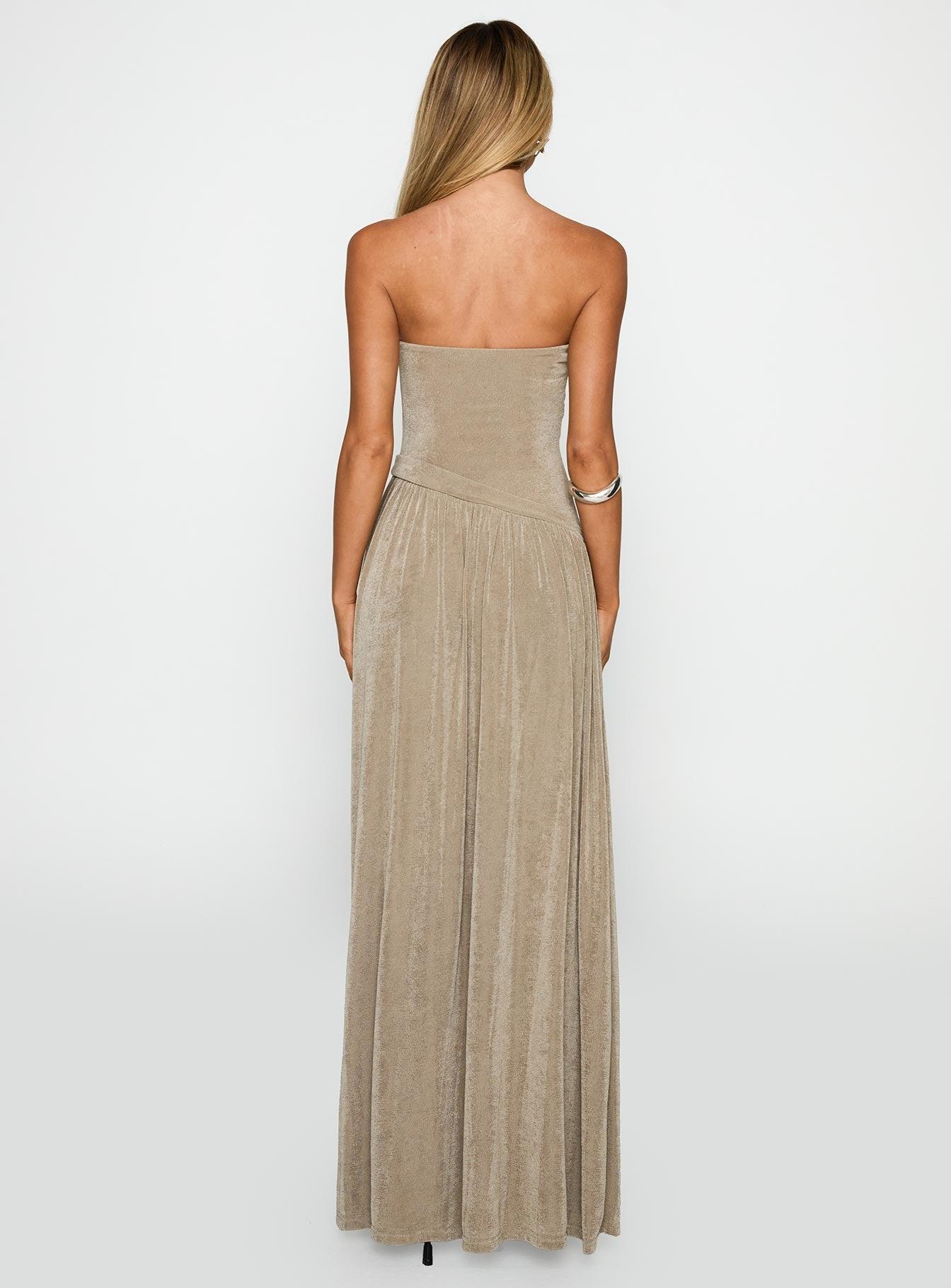 Inka Strapless Maxi Dress Taupe Product Image