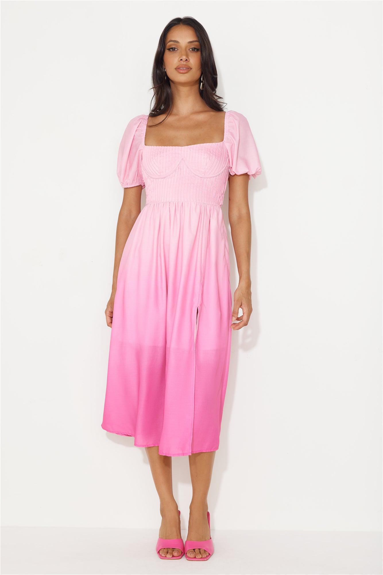 Swish This Way Midi Dress Pink Product Image