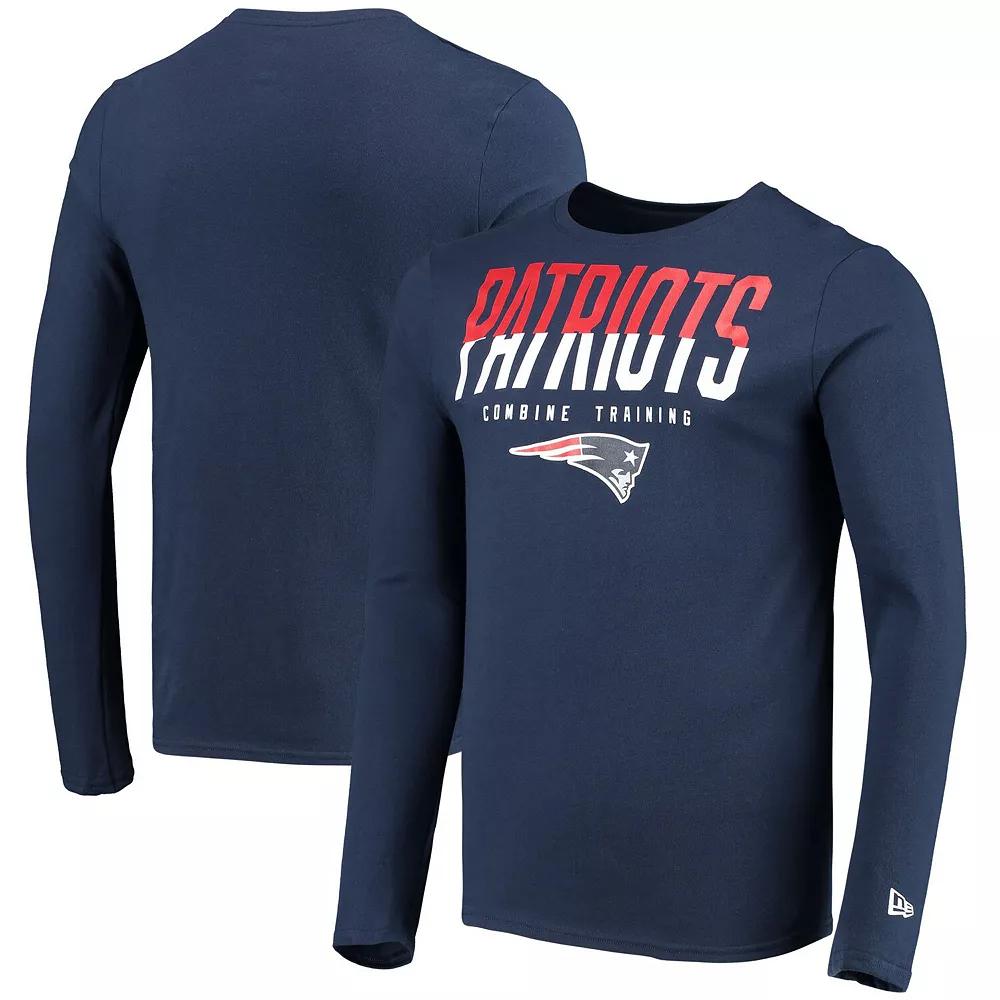Men's New Era Navy New England Patriots Combine Authentic Split Line Long Sleeve T-Shirt, Size: Medium, Blue Product Image